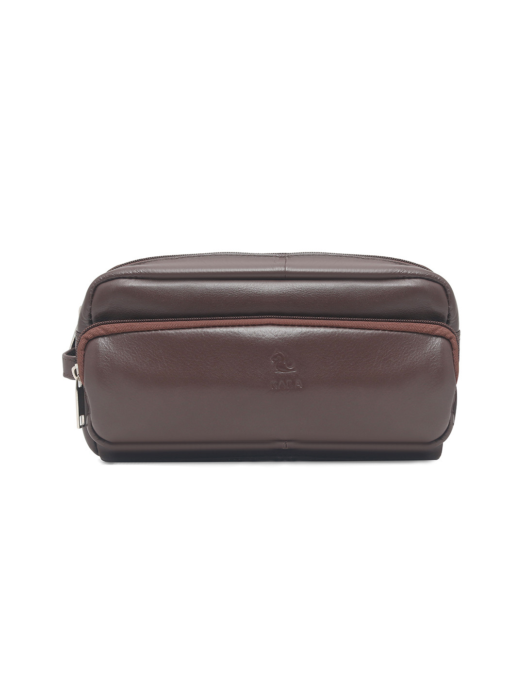 Kara Unisex Tan Brown Leather Toiletry Kit