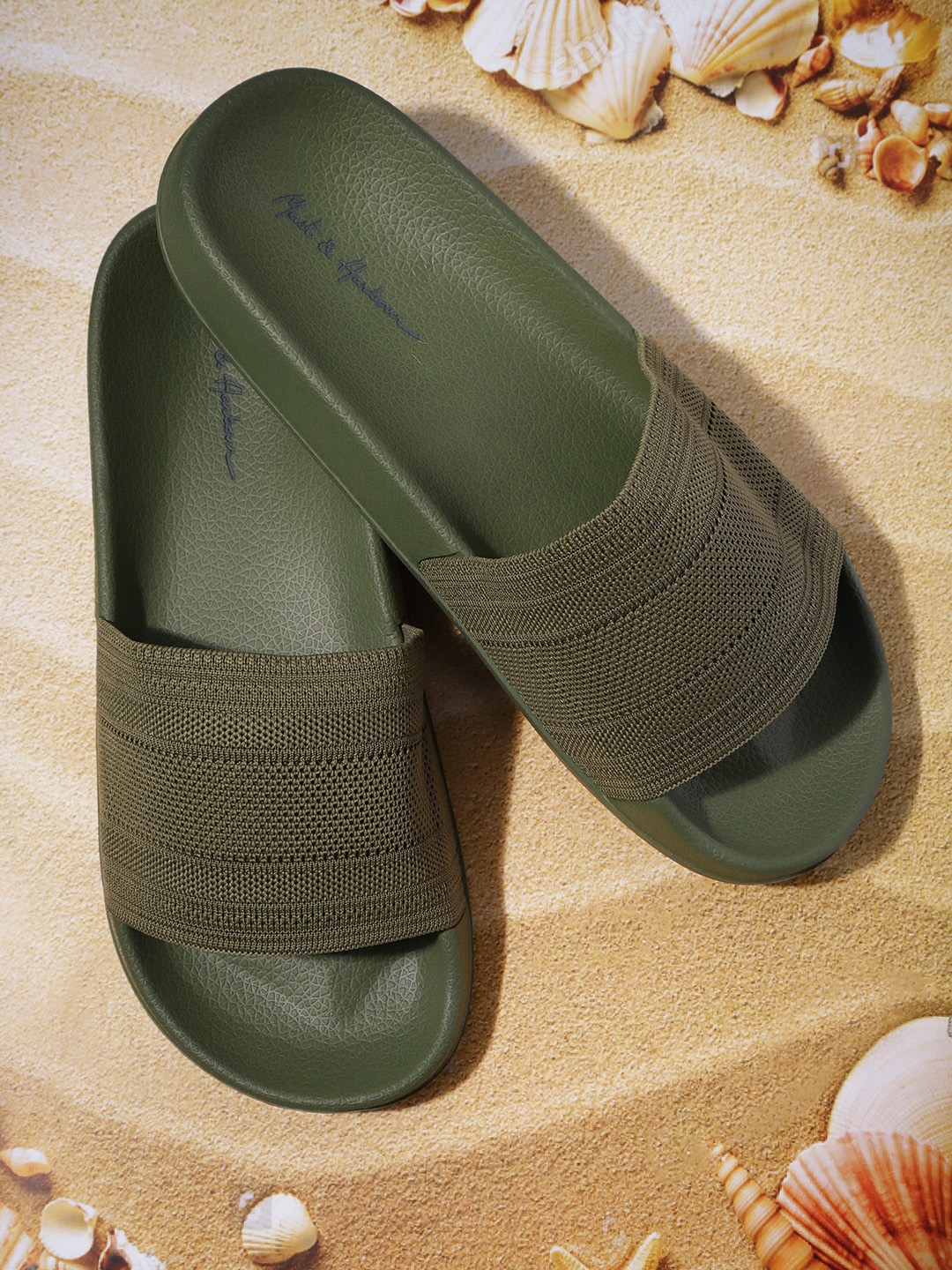 Olive green slippers best sale