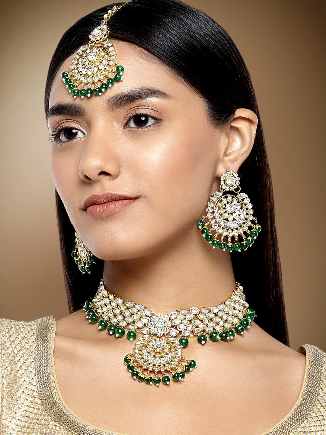 Peora 18K Gold-Plated Traditional Kundan Jewellery Set