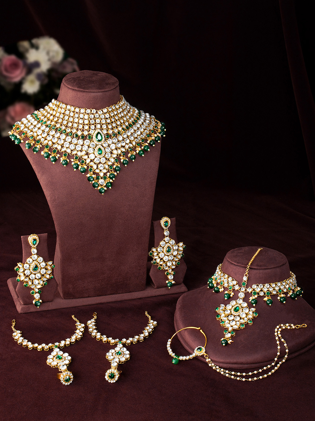 Peora 18K Gold Plated American Diamond Jodha Akbar Jewellery Set