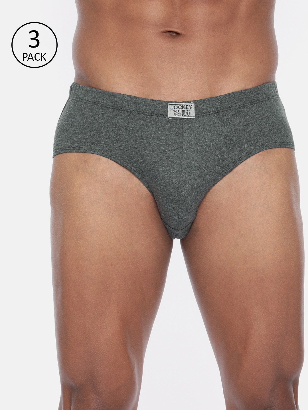 Jockey Modern Classic Men Pack of 3 Solid PocoT Briefs 8035-0305