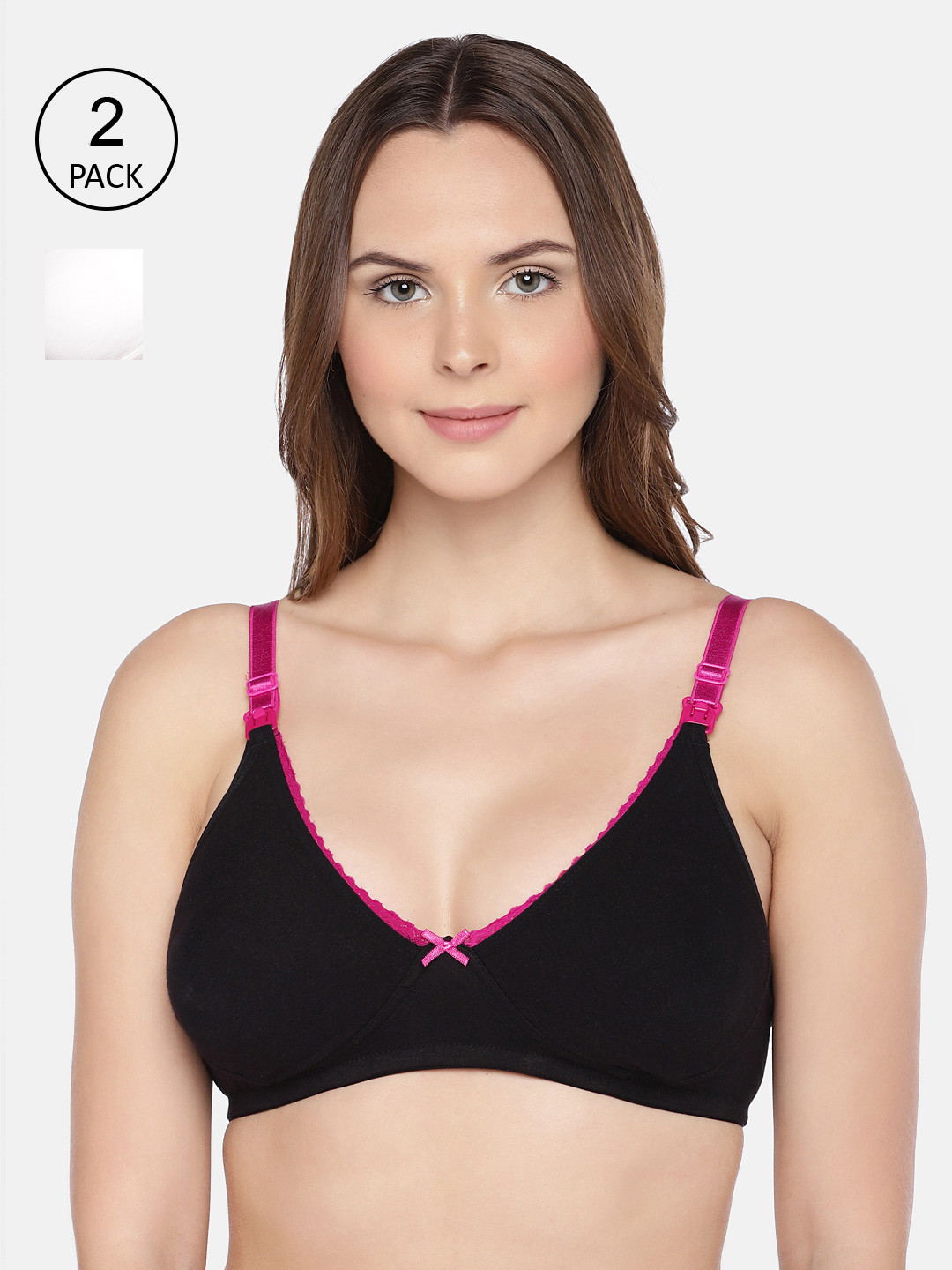 Inner Sense Pack Of 2 Organic Cotton Antimicrobial Soft Nursing Bras IMB003C_IMB003E