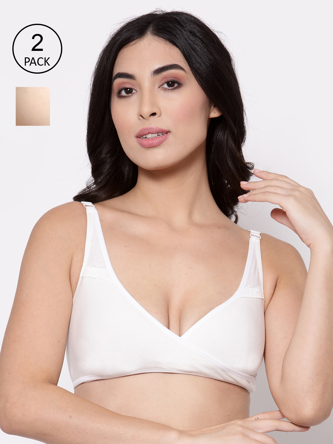 Inner Sense Pack of 2 Organic Cotton Antimicrobial Sleeping/Feeding Bra IMB007E_7F