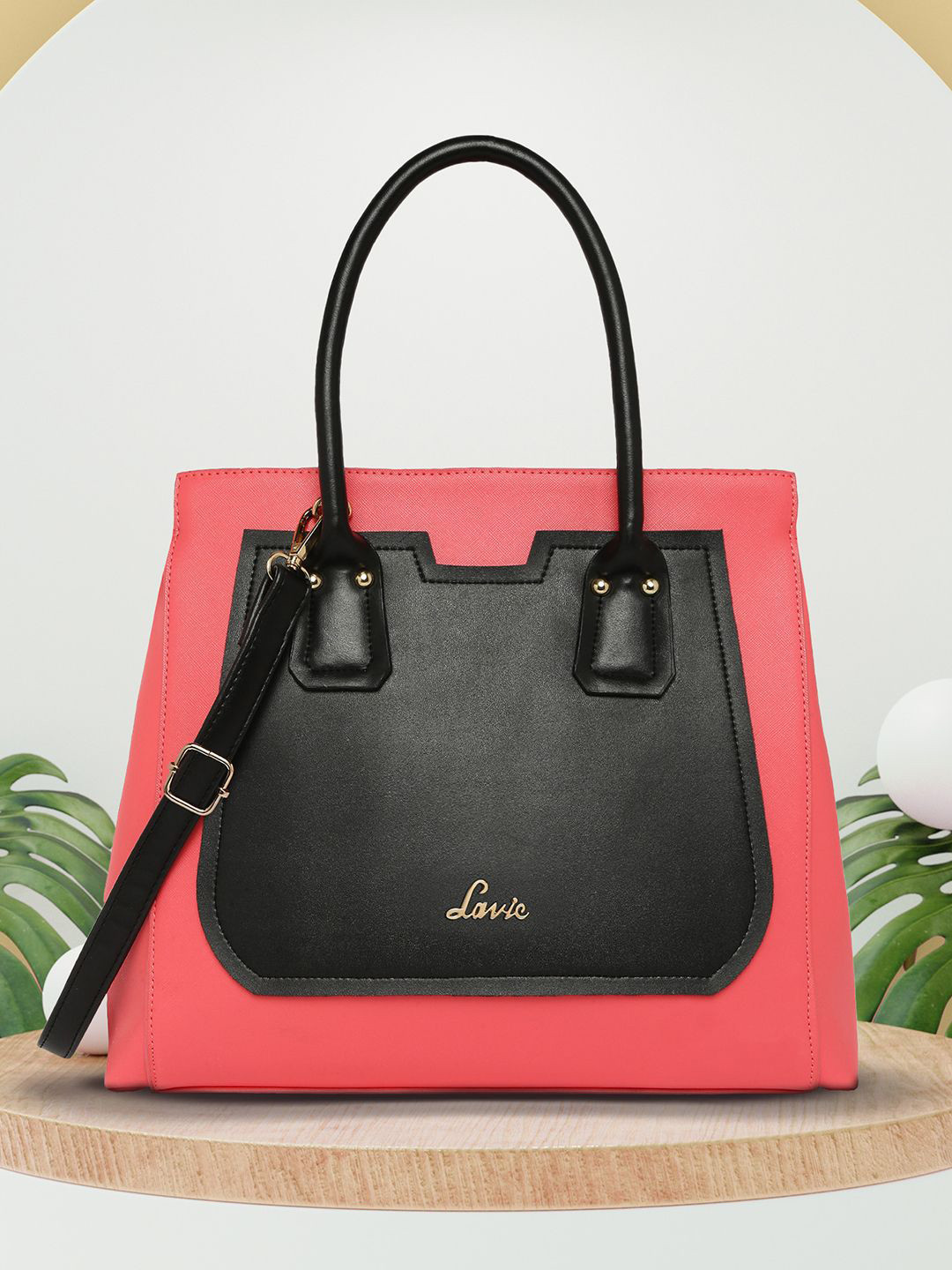 Lavie Cassie Women Coral And Black Large Satchel
