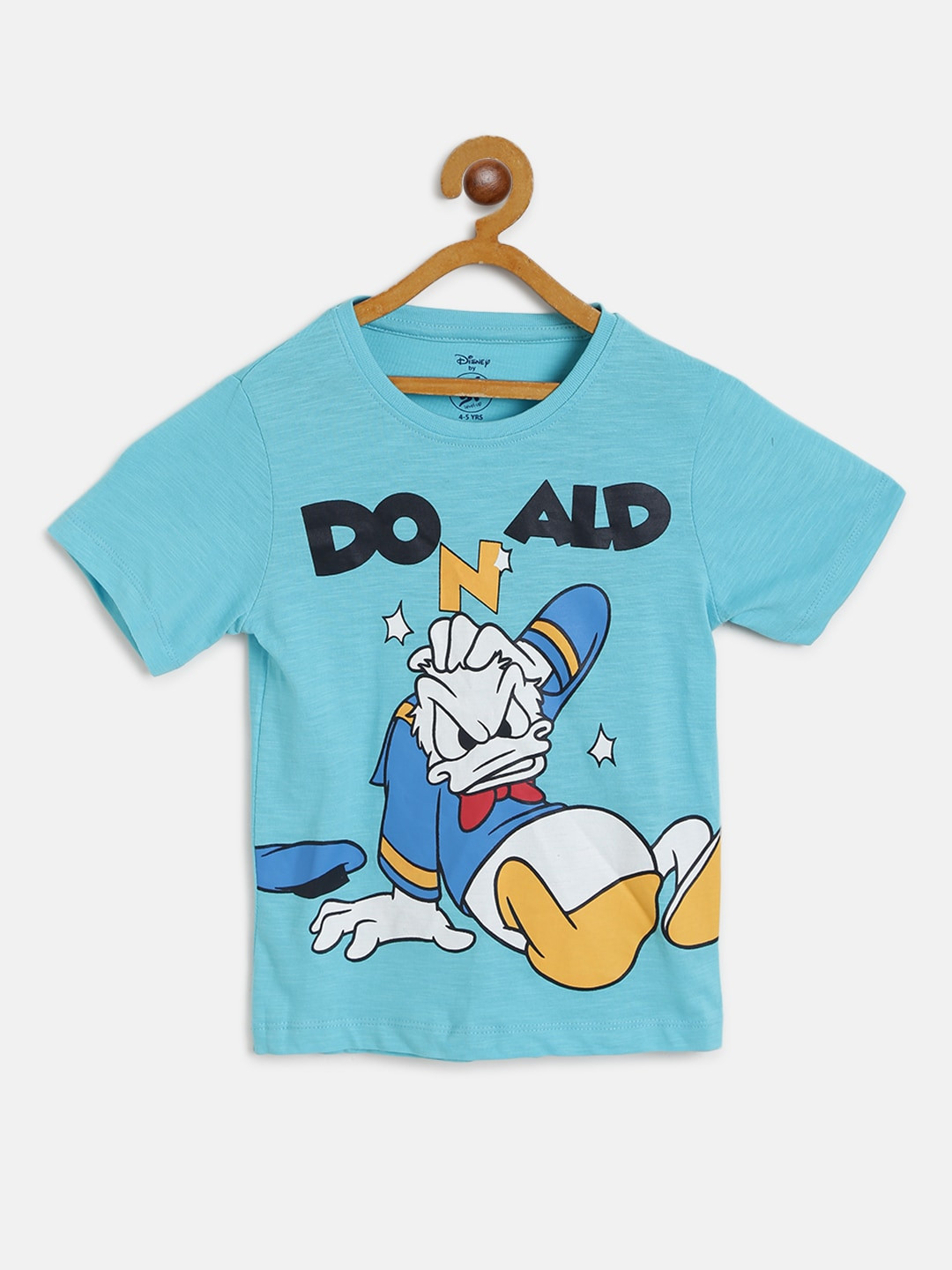 YK Disney Boys Blue Donald Duck Print Round Neck Pure Cotton T-shirt