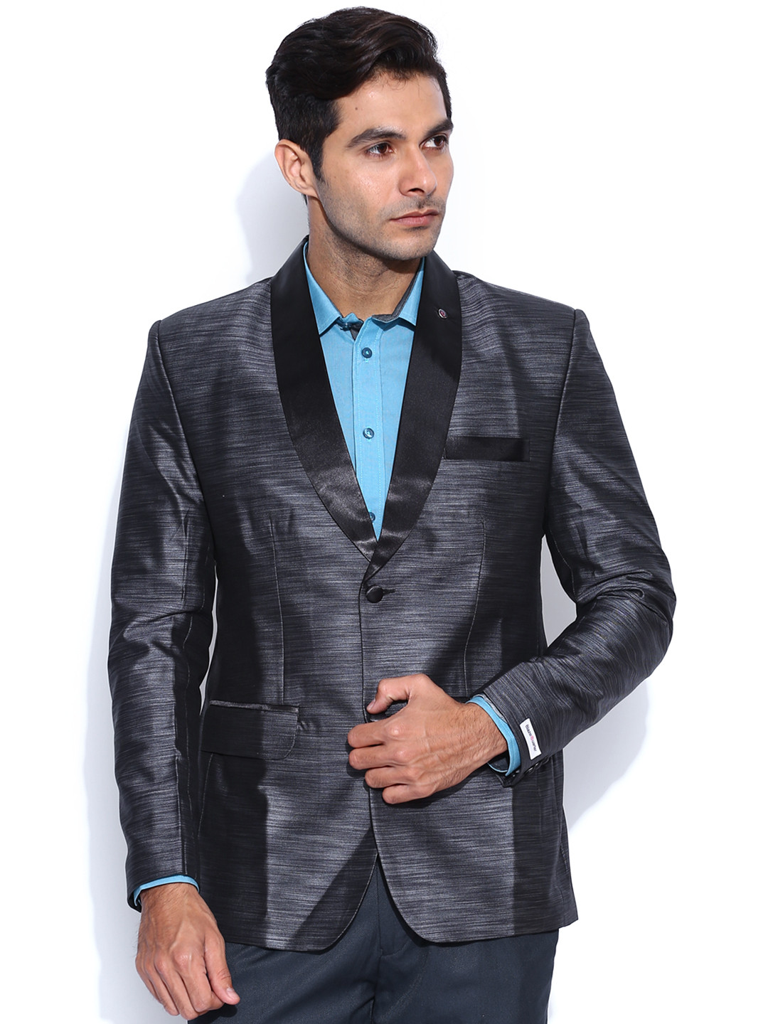 Blazer Quarter Grey Patterned Single-Breasted Slim Fit Tuxedo