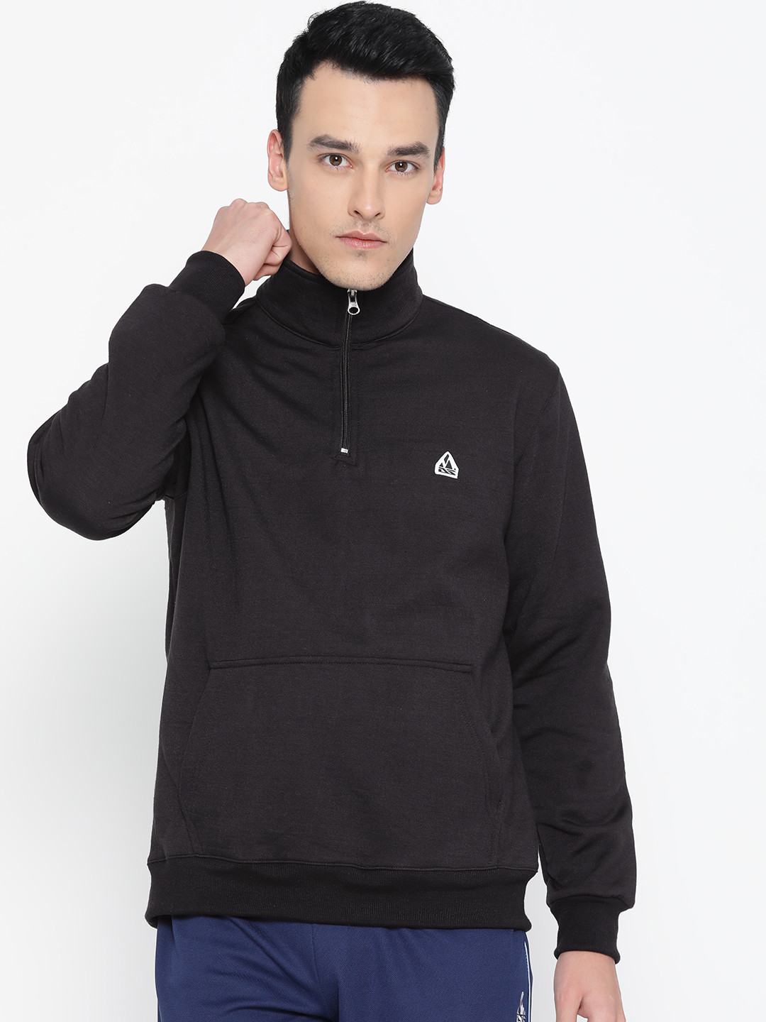 DS WORLD Men Black Solid Sweatshirt