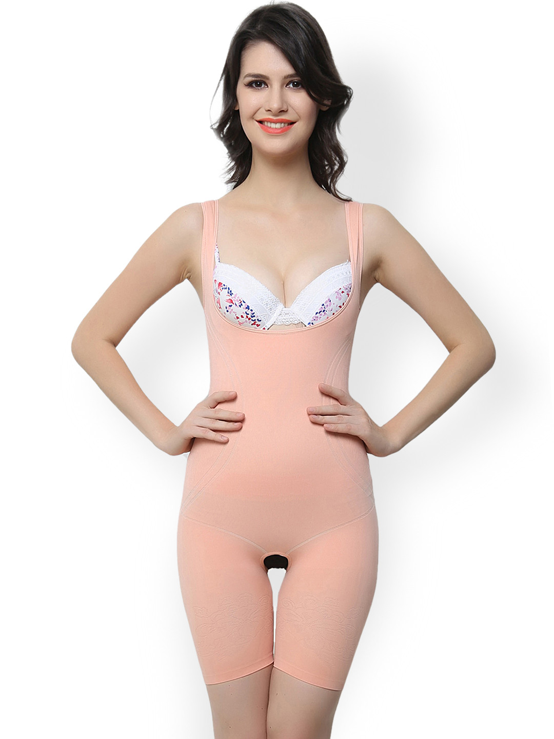 Clovia Orange High Compression Body Suit Shaper SW0002F16