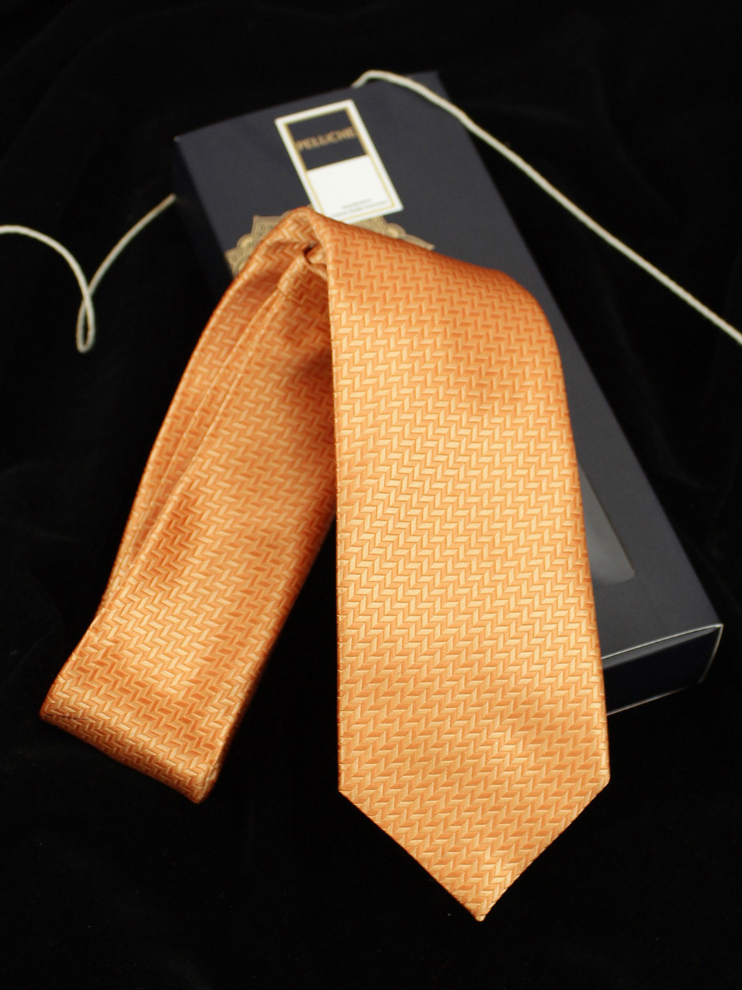 PELUCHE Orange Colourblocked Broad Tie