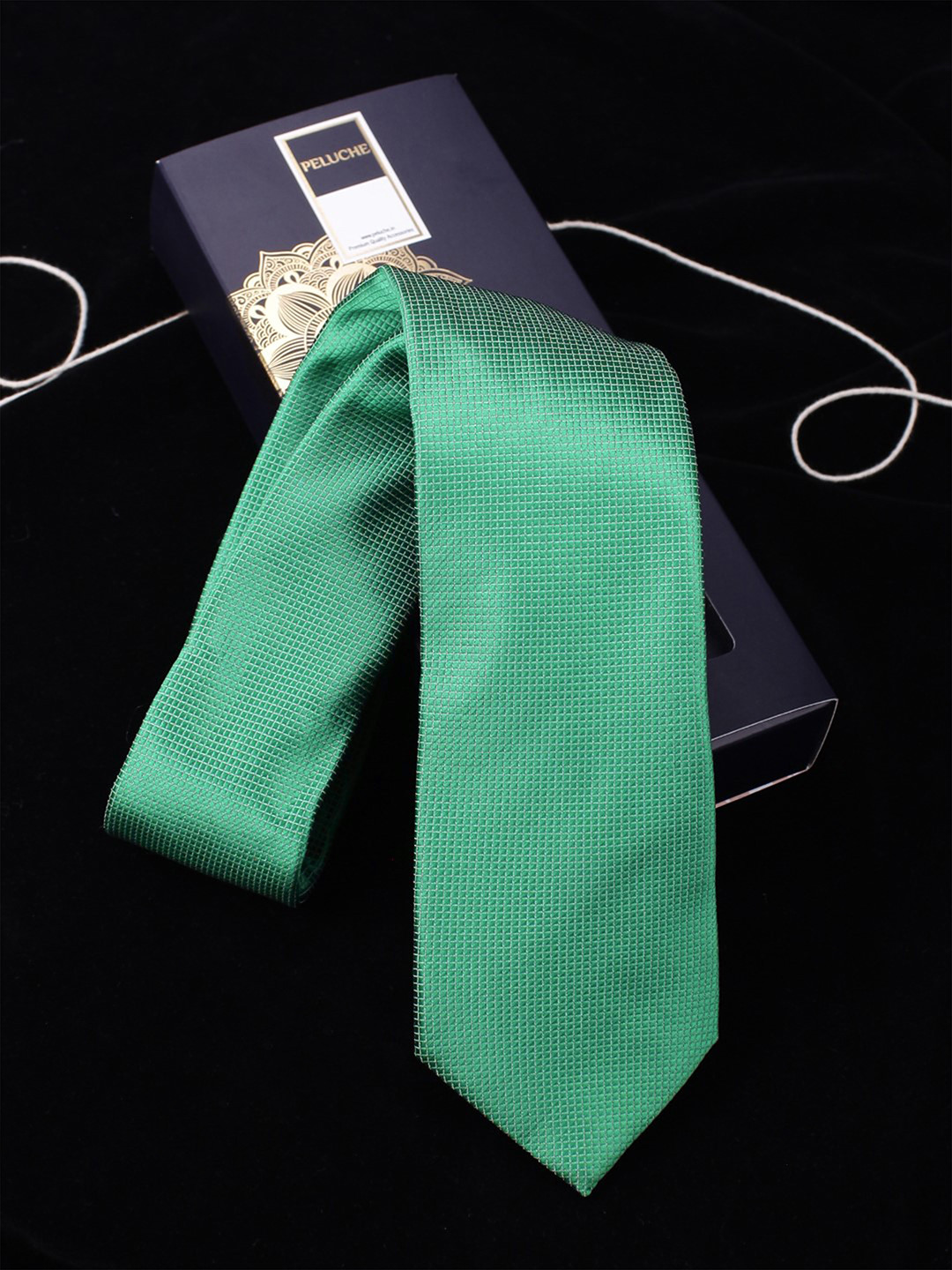 PELUCHE Sea Green Printed Broad Tie