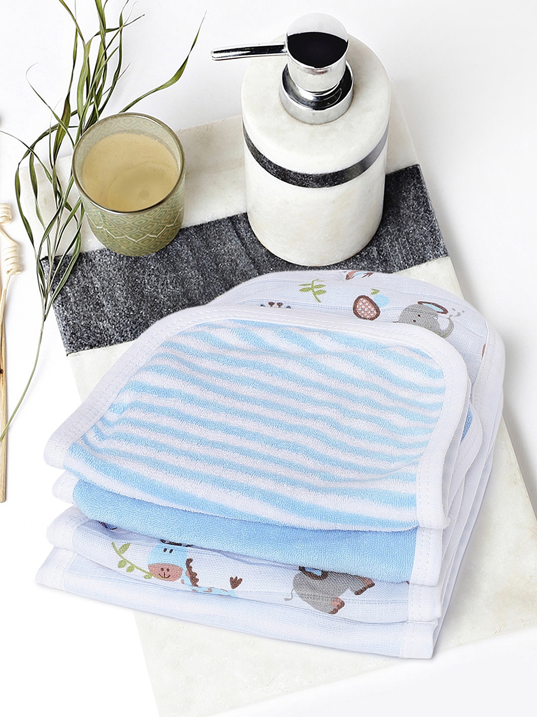My Milestones Infants Pack of 4 100% Premium Cotton Baby Burpy Drool Wipe
