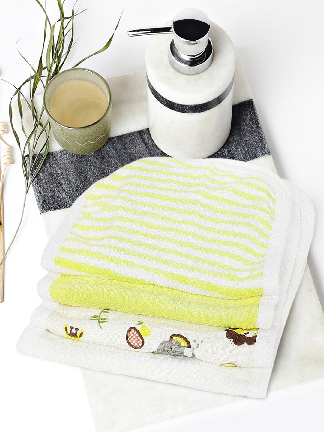 My Milestones Infants Pack of 4 100% Premium Cotton Baby Burpy & Drool Wipe