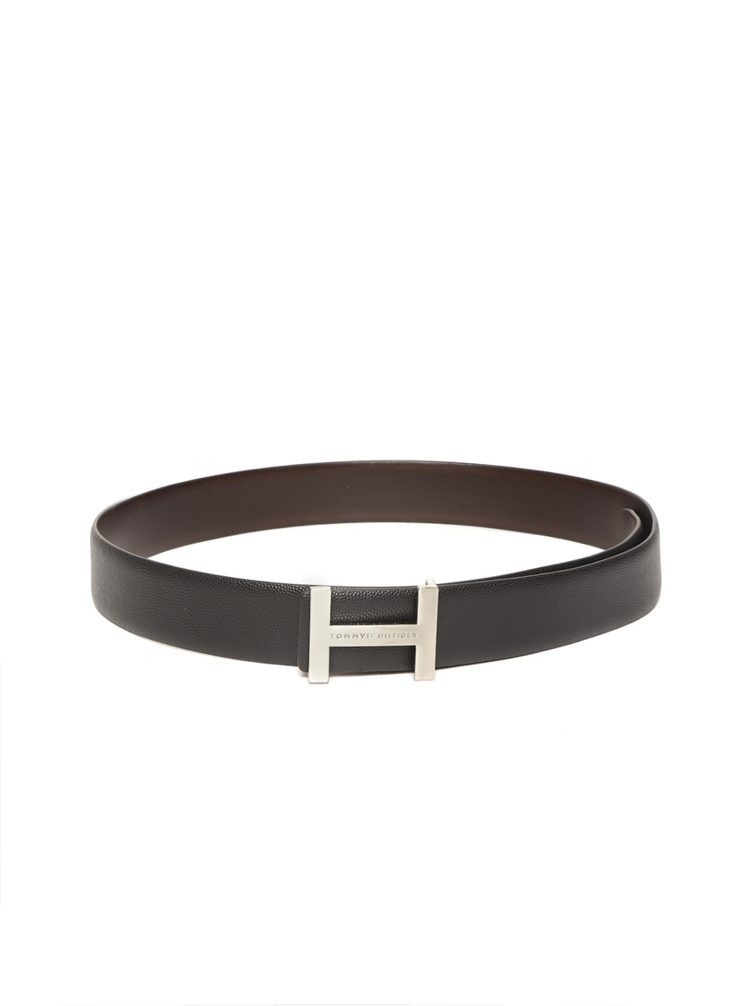 Tommy Hilfiger Men Black & Brown Leather Reversible Solid Belt