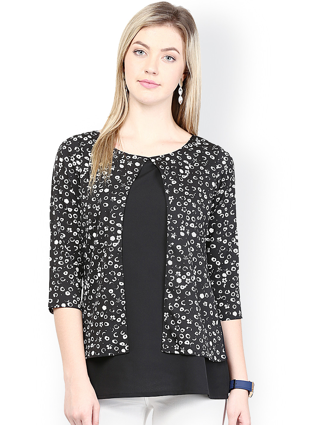 RARE Black Lightweight Printed Top