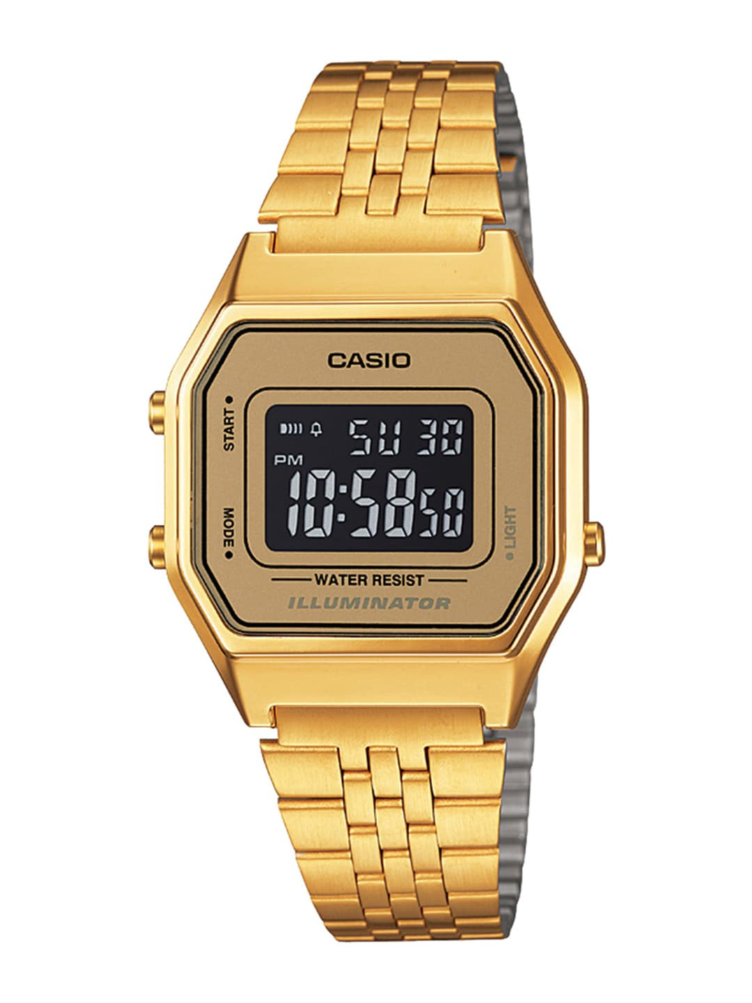 CASIO Vintage LA680WGA-9BDF Black Digital Dial Gold Stainless Steel Band D127