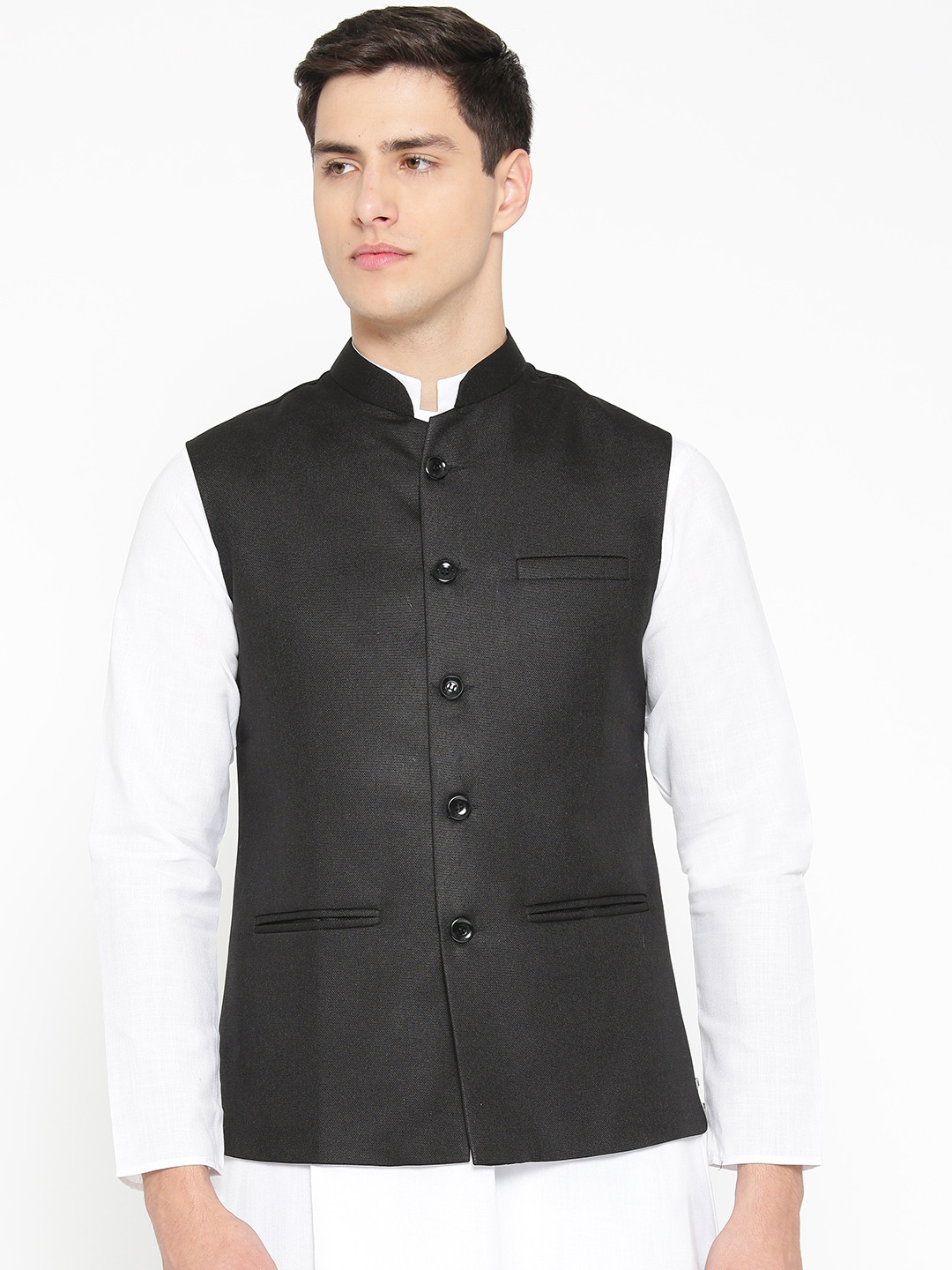 Badoliya & Sons Men Black Solid Nehru Jacket