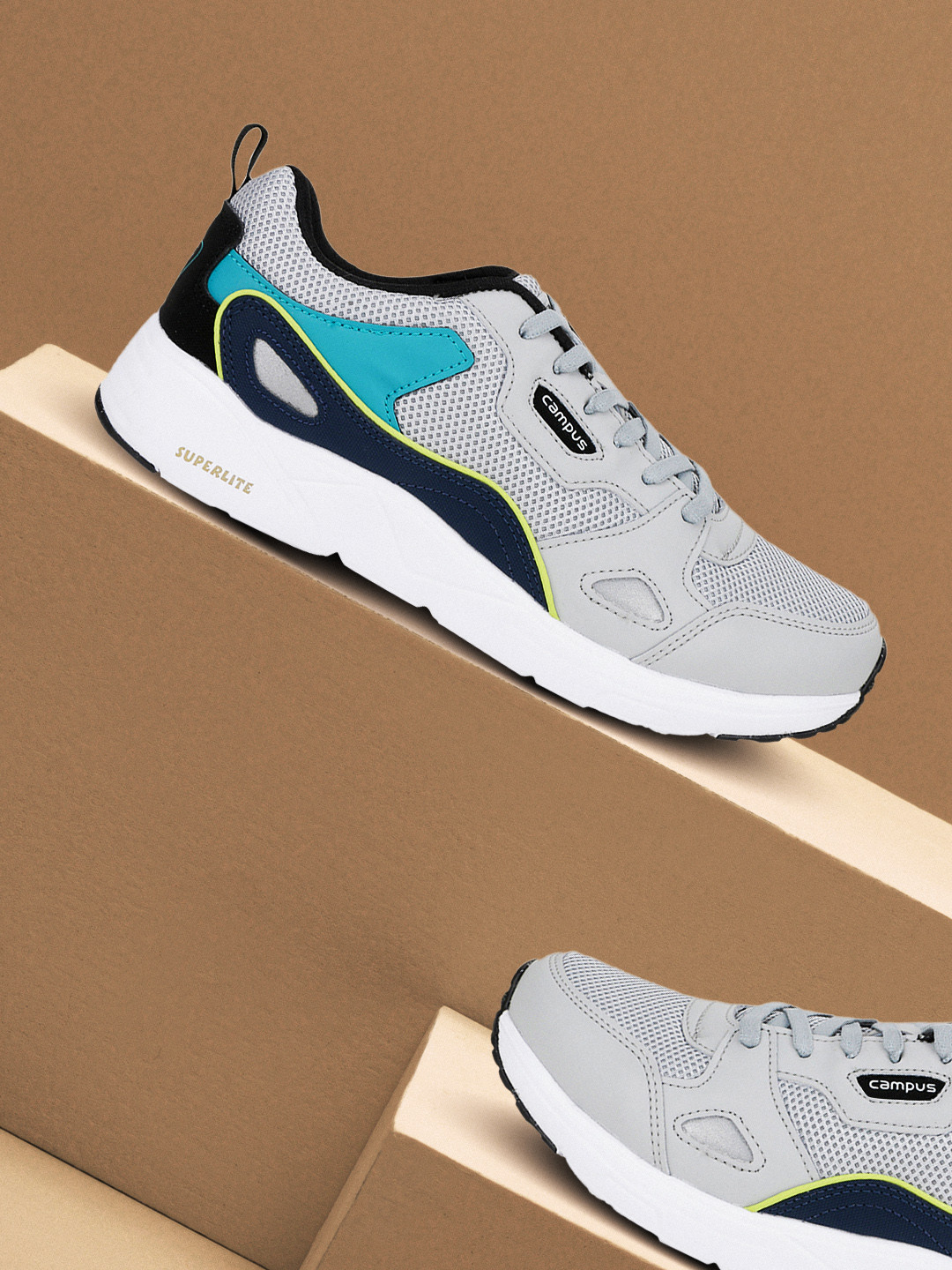 Campus Men WISDOM Grey Mesh Running Shoes