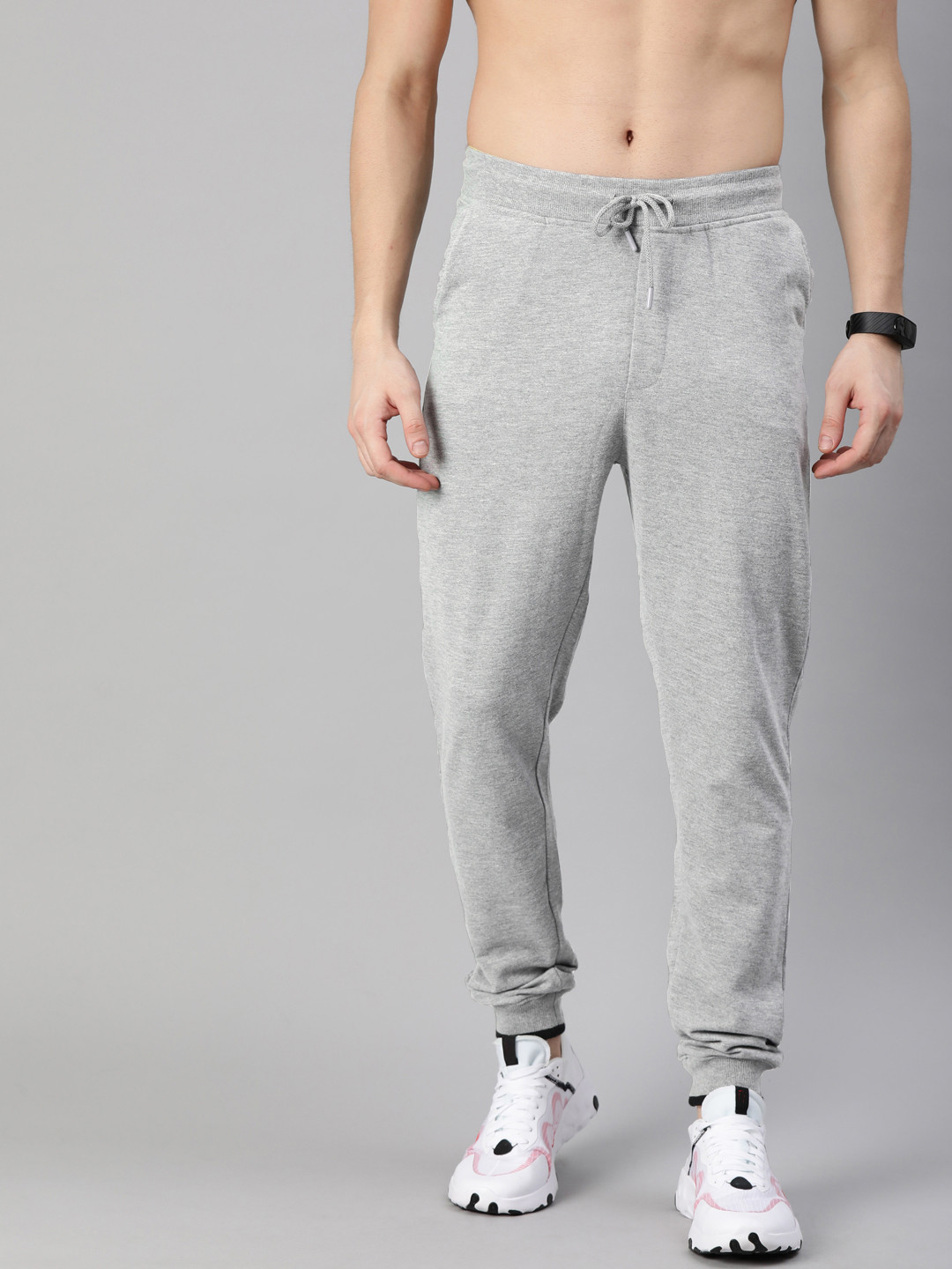 Harvard Men Grey Melange Solid Joggers