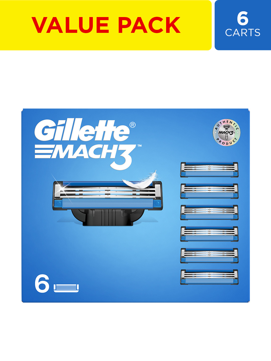 Gillette Men Set of 6 Mach 3 Shaving Blade Cartridges
