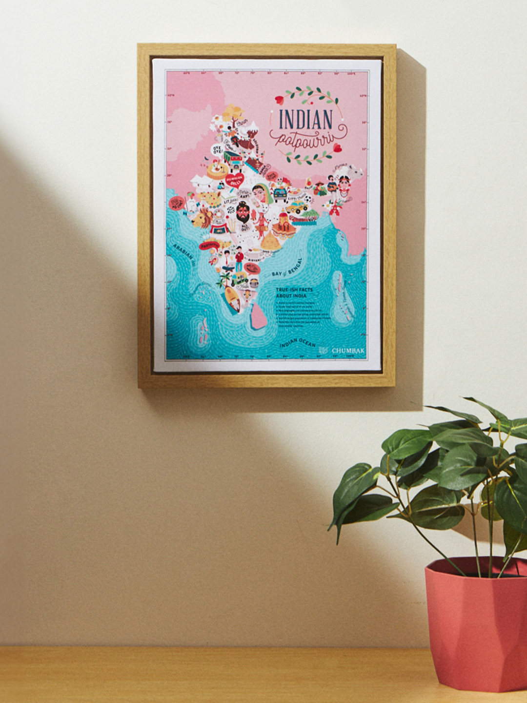 Chumbak Pink & Blue Indian Potpourri Printed Wall Art