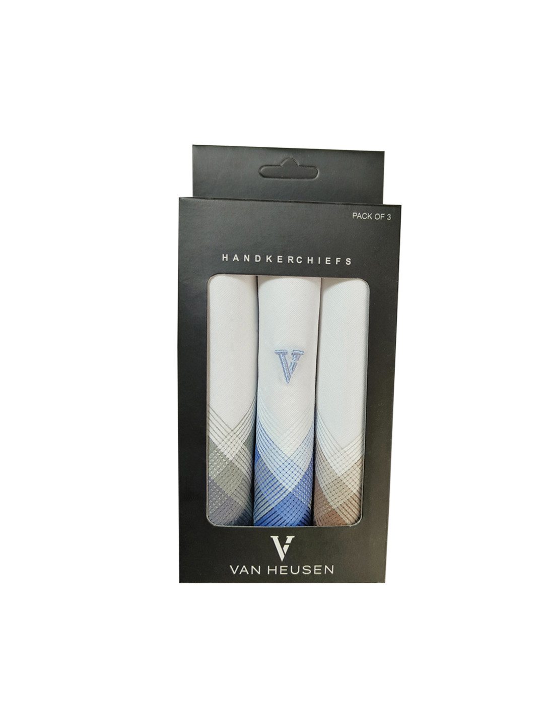 Van Heusen Men Pack of 3 White Solid Handkerchiefs