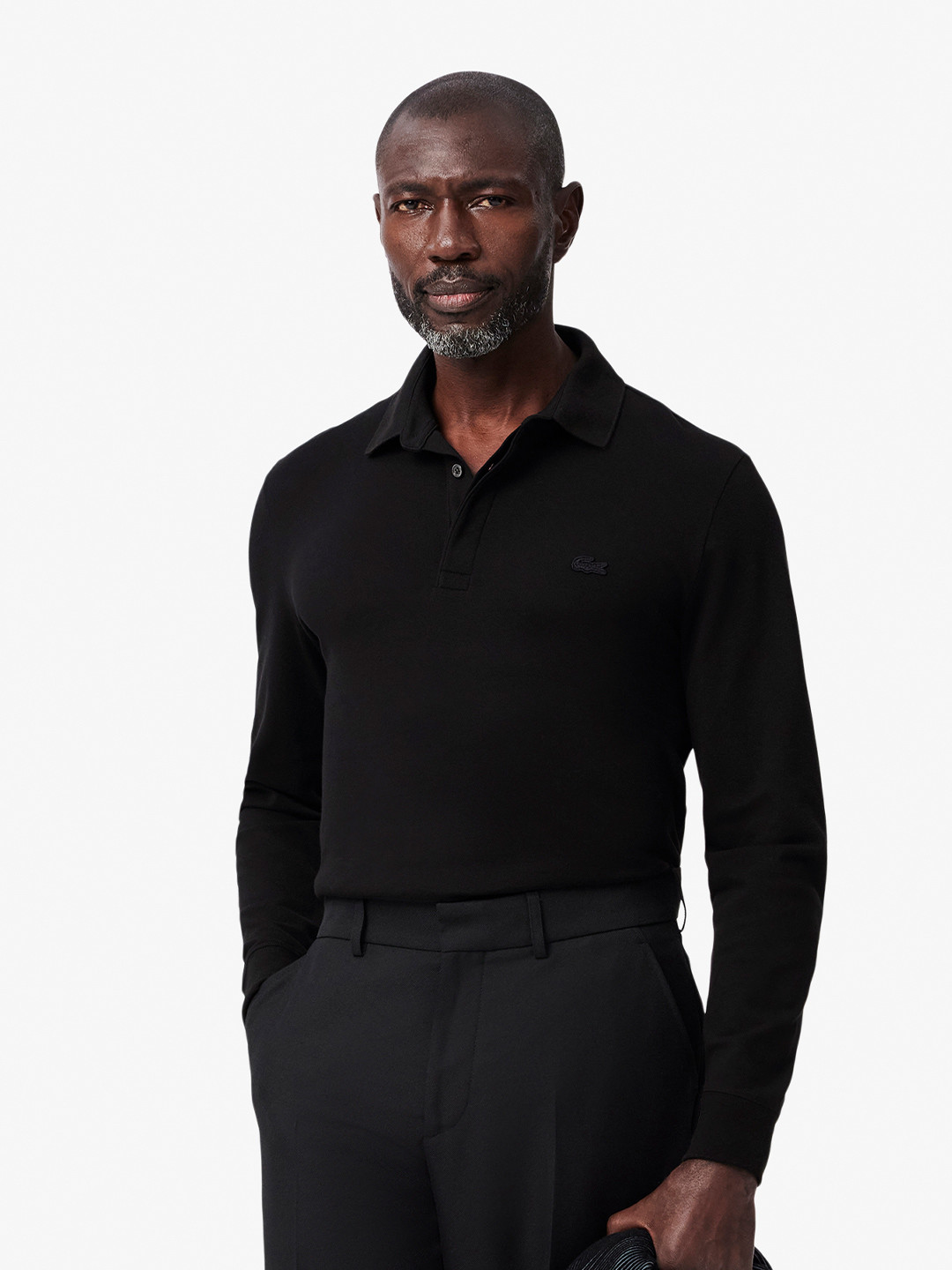 Lacoste Men Black Solid Polo Collar T-shirt