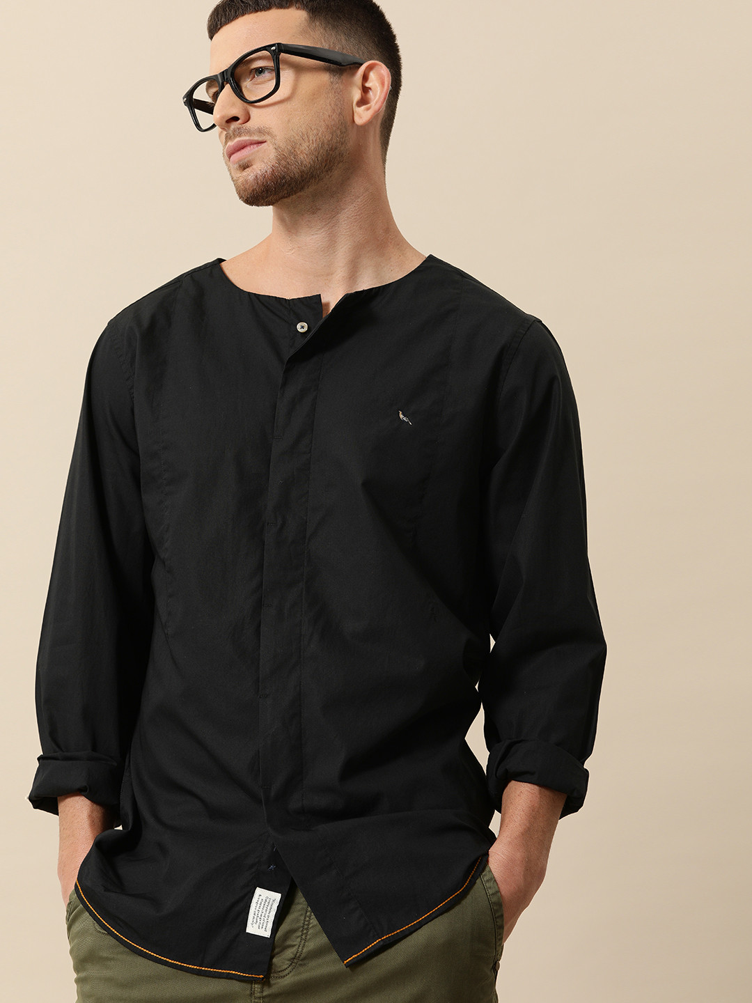 Mr Bowerbird Men Black Tailored Fit Solid Casual Shirt