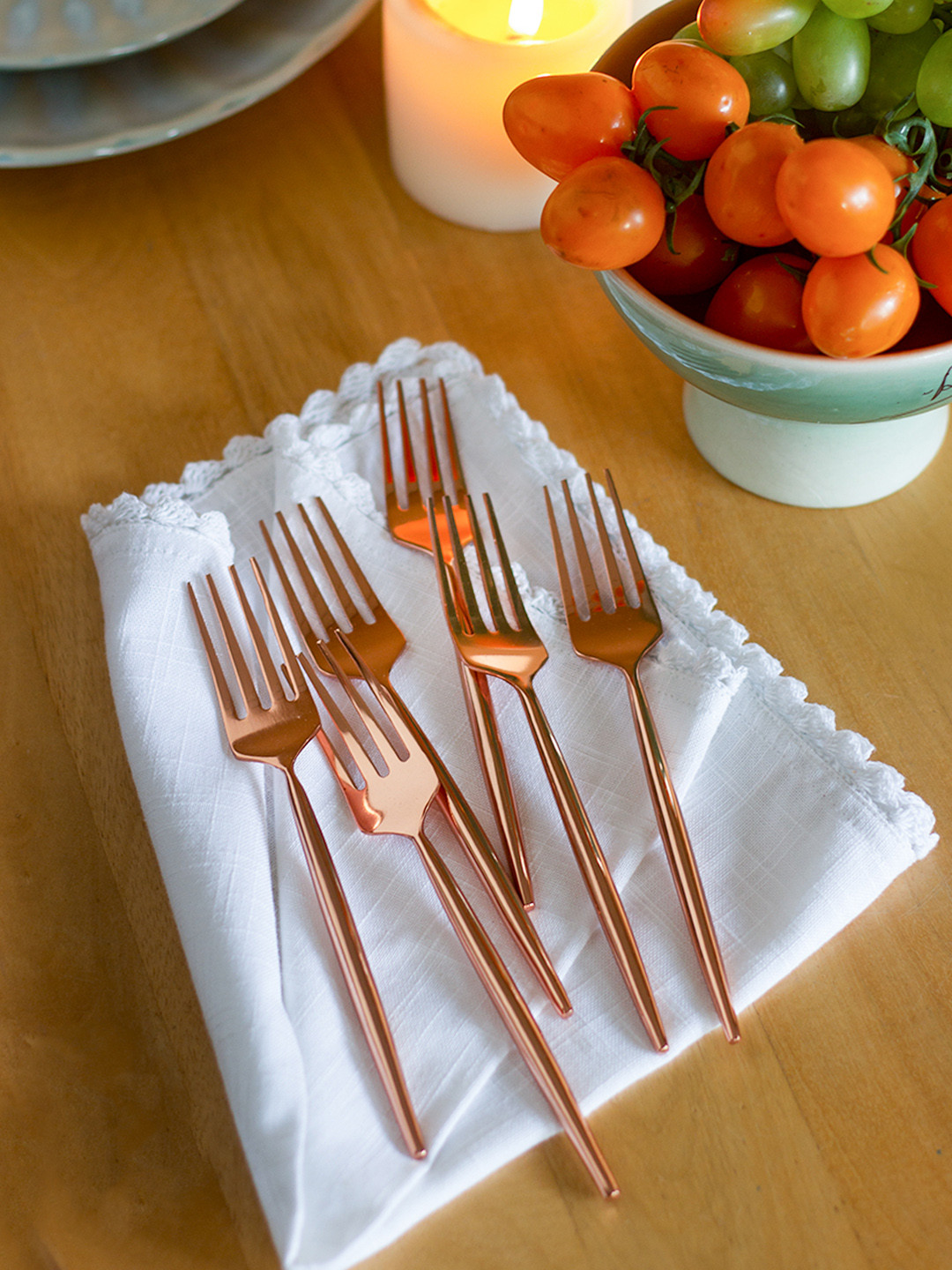 The Wishing Chair Rose Gold-Toned Set of 6 Solid Stainless Steel Forks