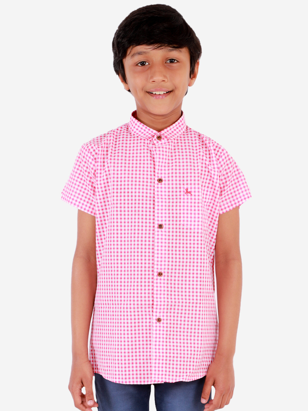 Superminis Boys Red & White Regular Fit Checked Casual Shirt