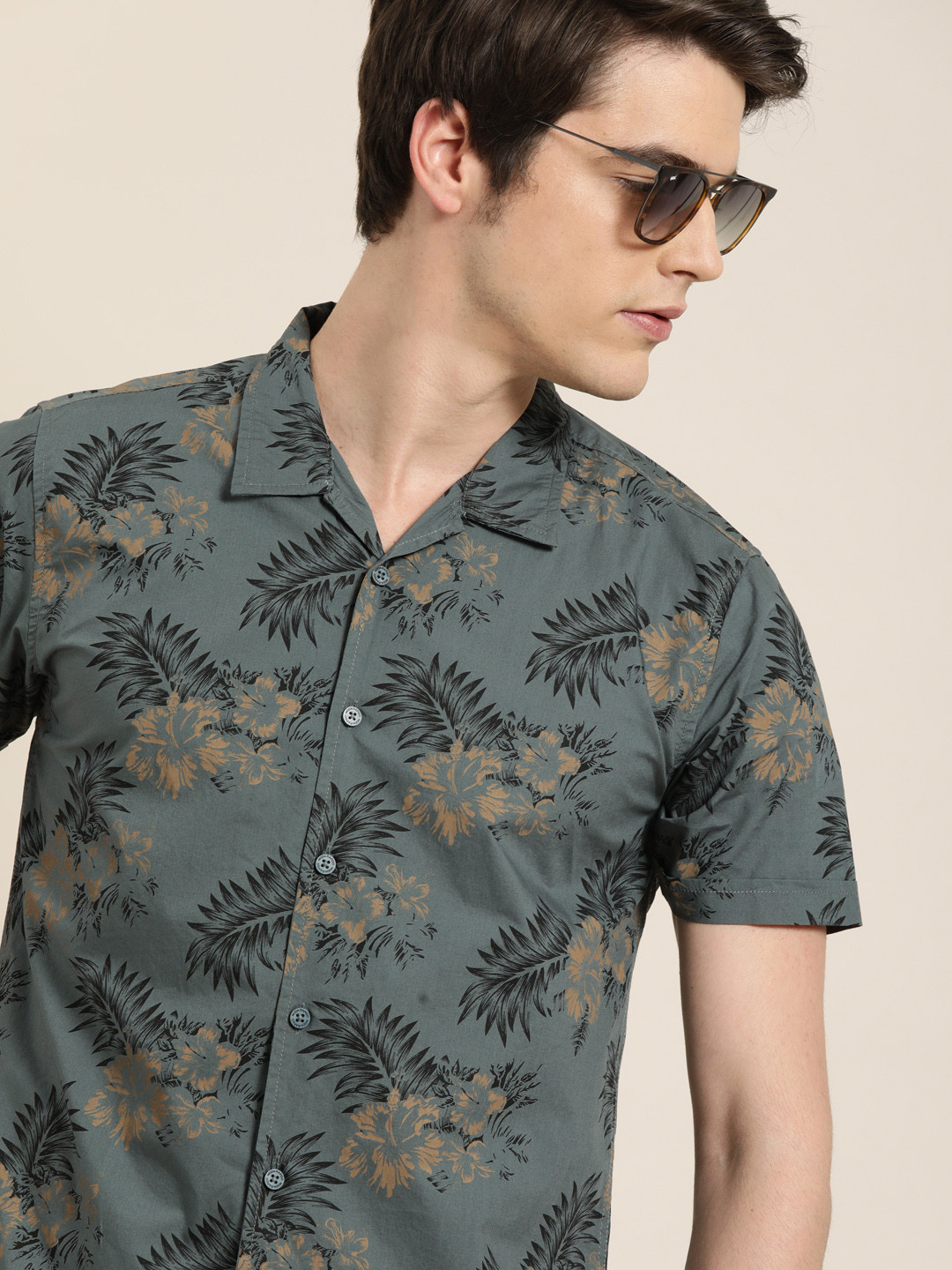 Moda Rapido Men Grey Slim Fit Printed Casual Shirt