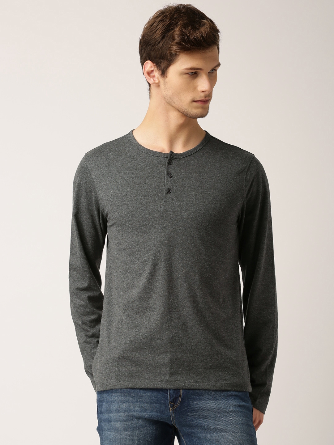 Grey henley outlet t shirt