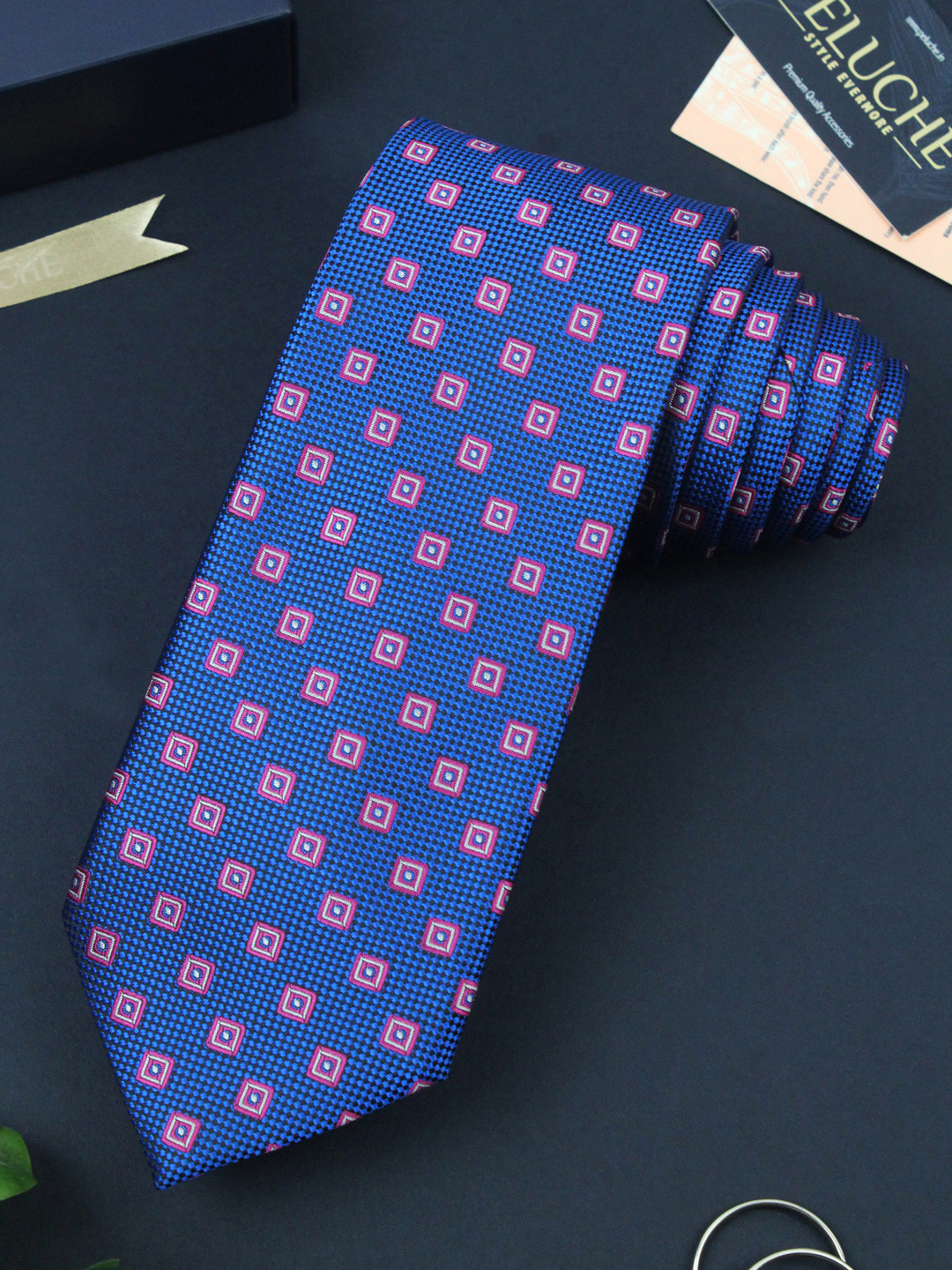 PELUCHE Blue Checked Broad Tie