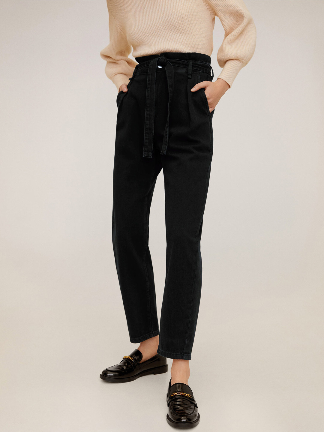 MANGO Women Black Straight Fit High-Rise Clean Look Jeans