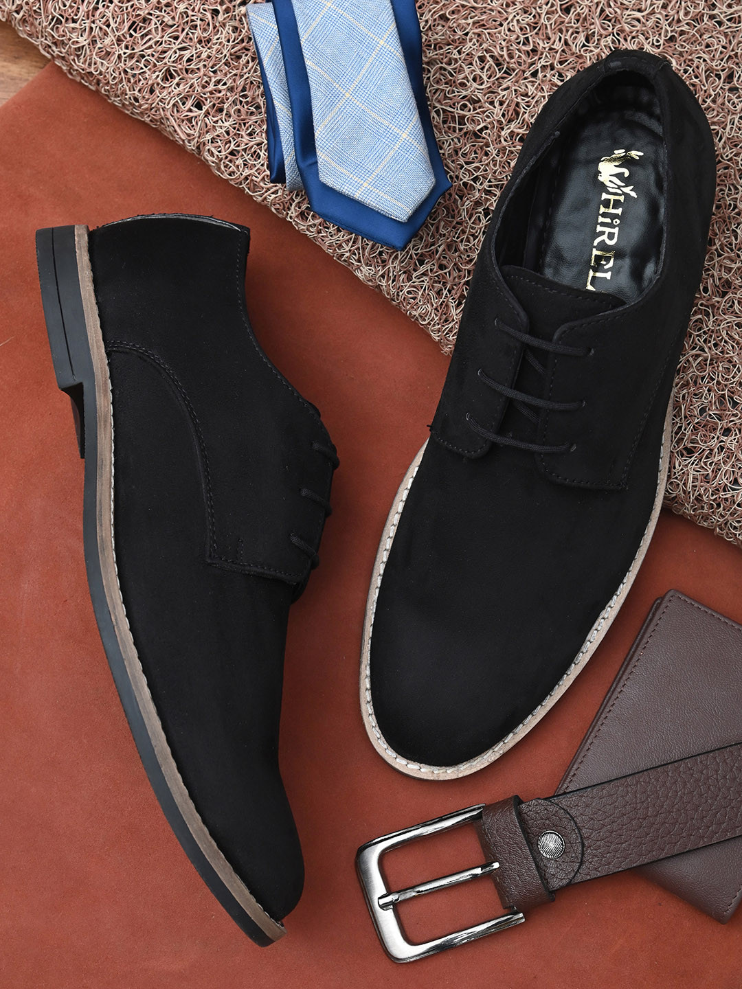 Hirels Men Black Suede Derbys