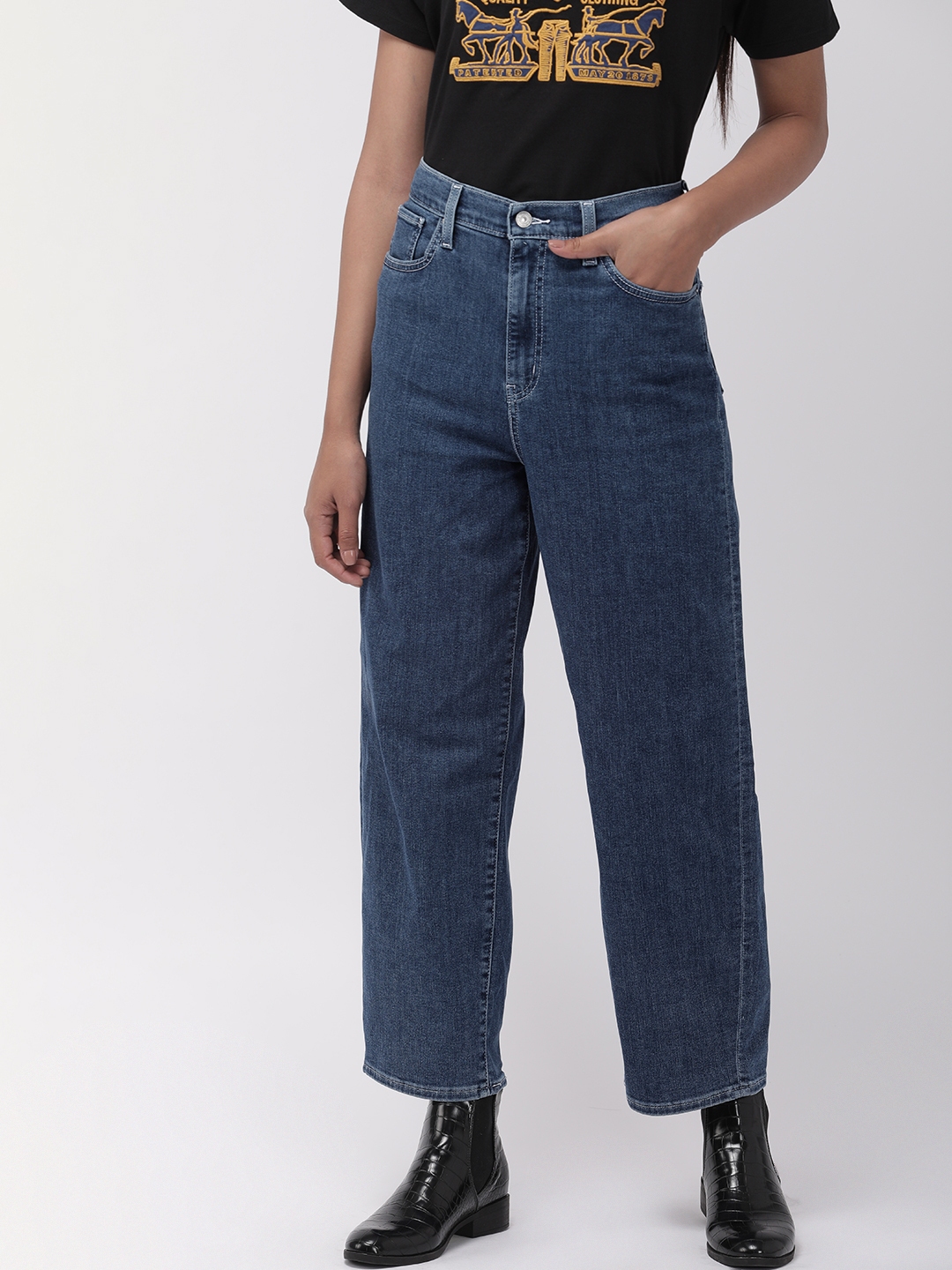 Buy Levis Women Blue Balloon Leg Mid Rise Clean Look Stretchable Jeans -  Jeans for Women 11184548 | Myntra