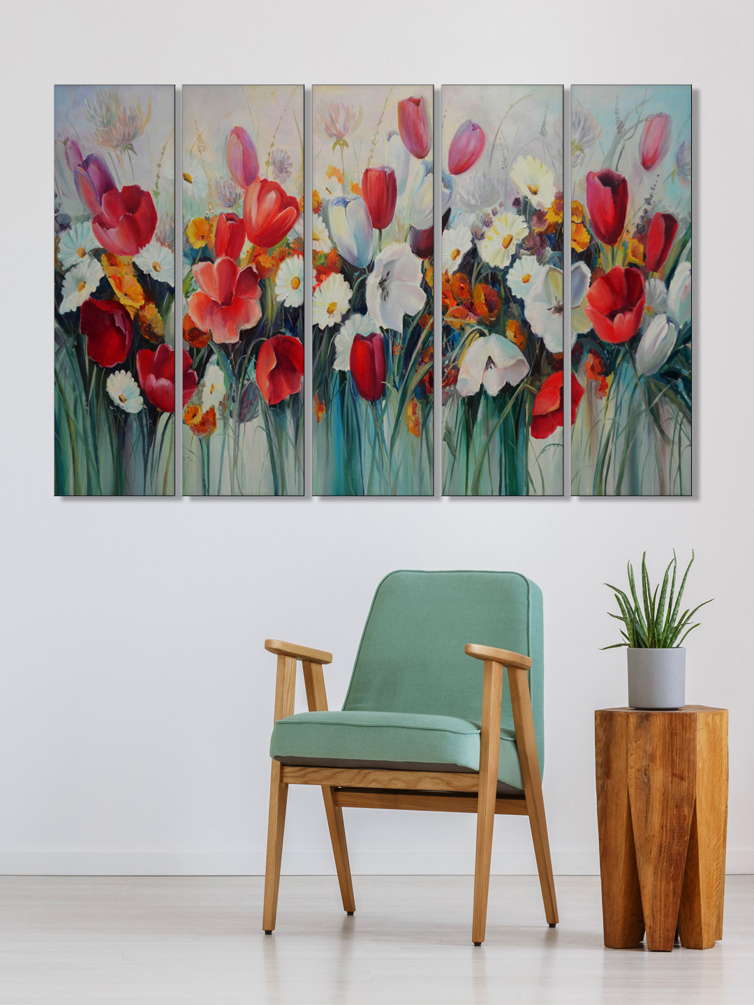 999Store MDF 5 Piece Wall Rectangle Paintings Wall Art - 10 x 30 In