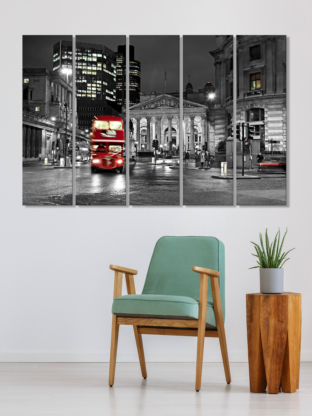 999Store Set of 5 Black & White Printed Modern City Framed Wall Art