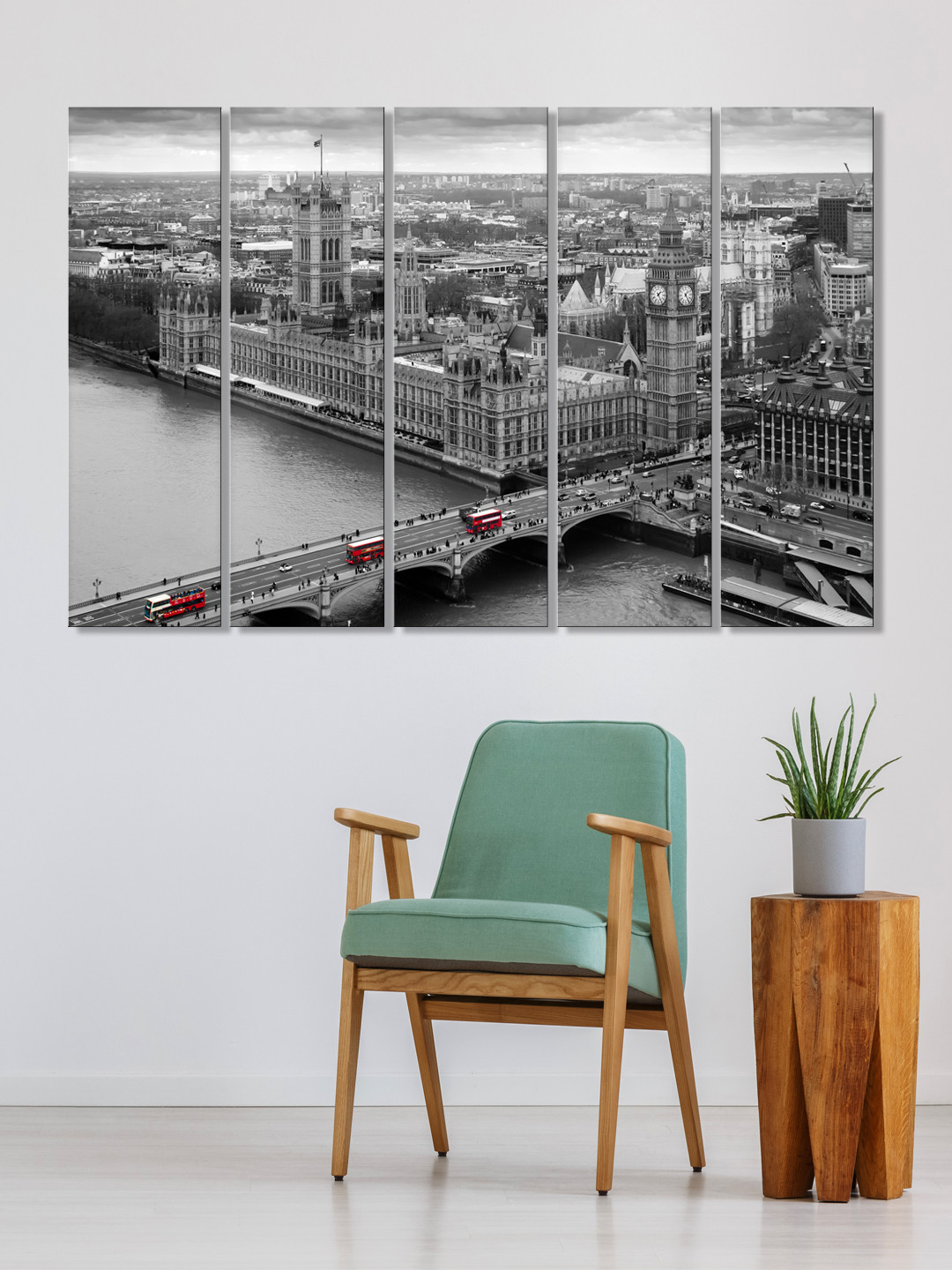 999Store Set of 5 Black & White Printed Modern City Framed Wall Art