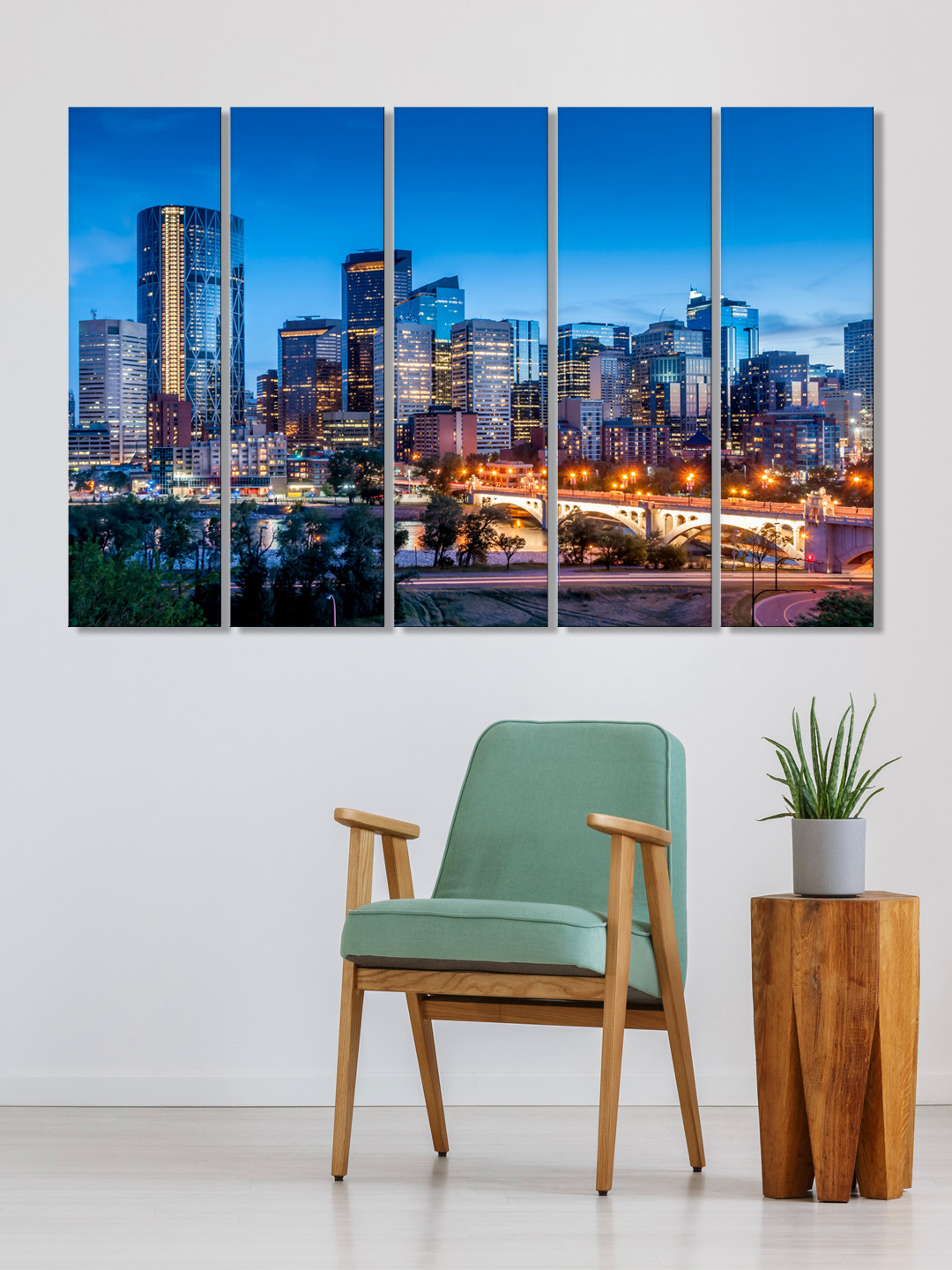 999Store Set of 5 Blue & Purple Printed Framed Wall Art