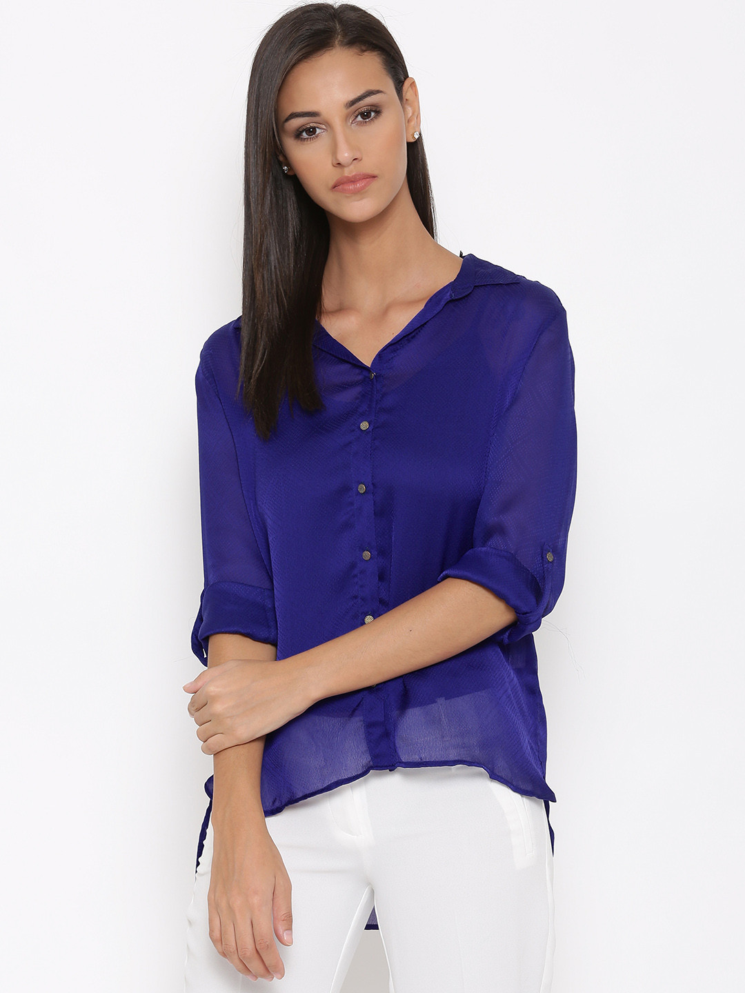 Tokyo Talkies Blue Sheer Loose Fit Top