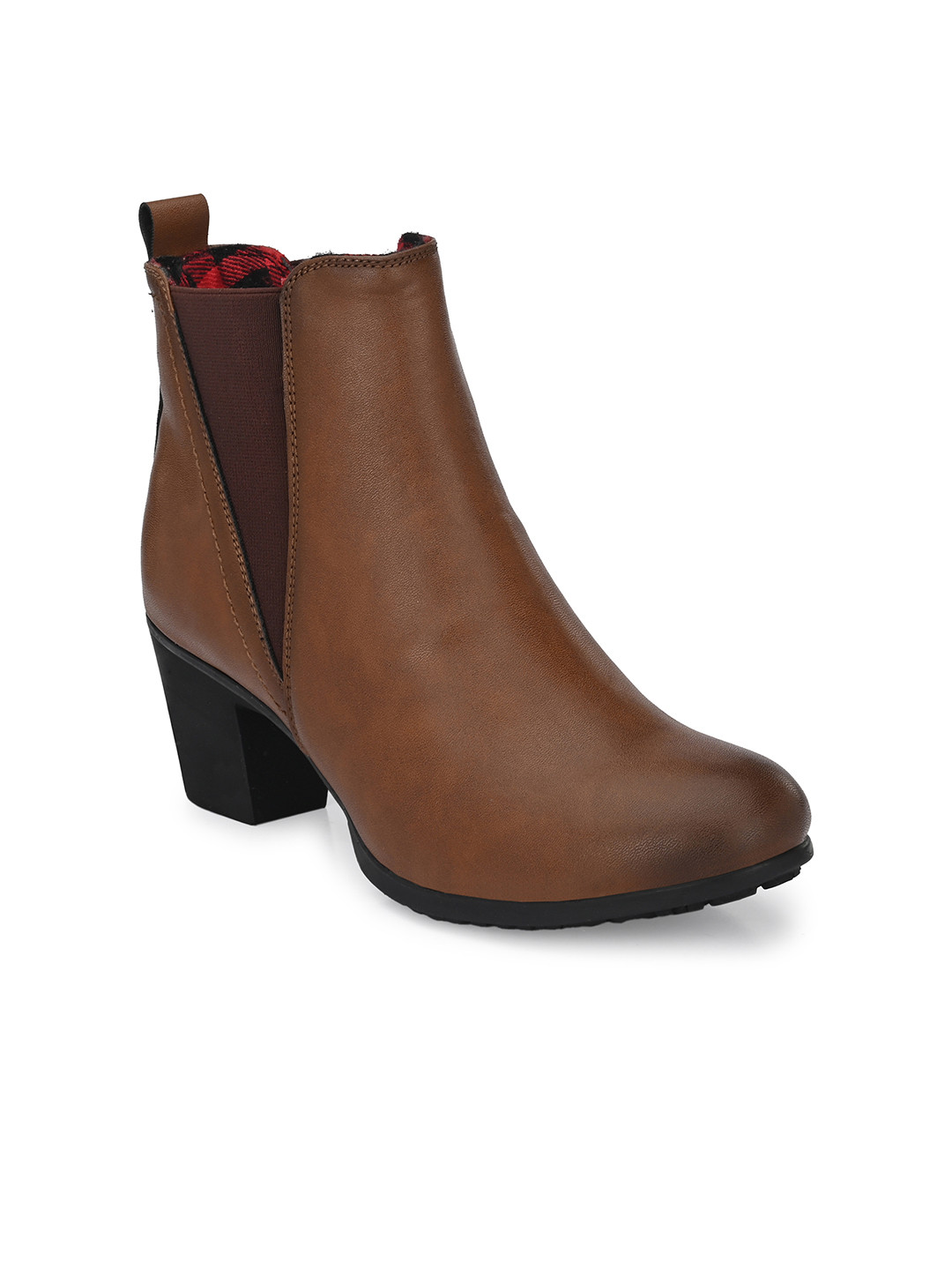 Delize Women Tan Brown Solid Heeled Chelsea Boots