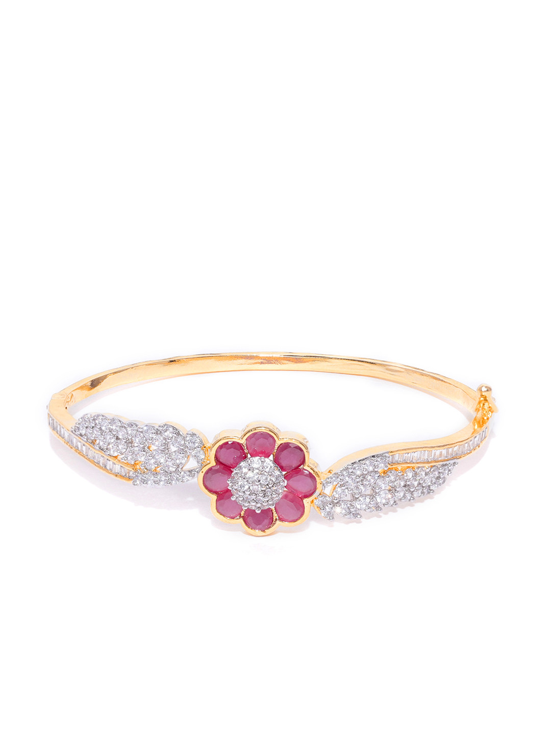AADY AUSTIN Pink Gold-Plated CZ Studded Bangle Style Bracelet