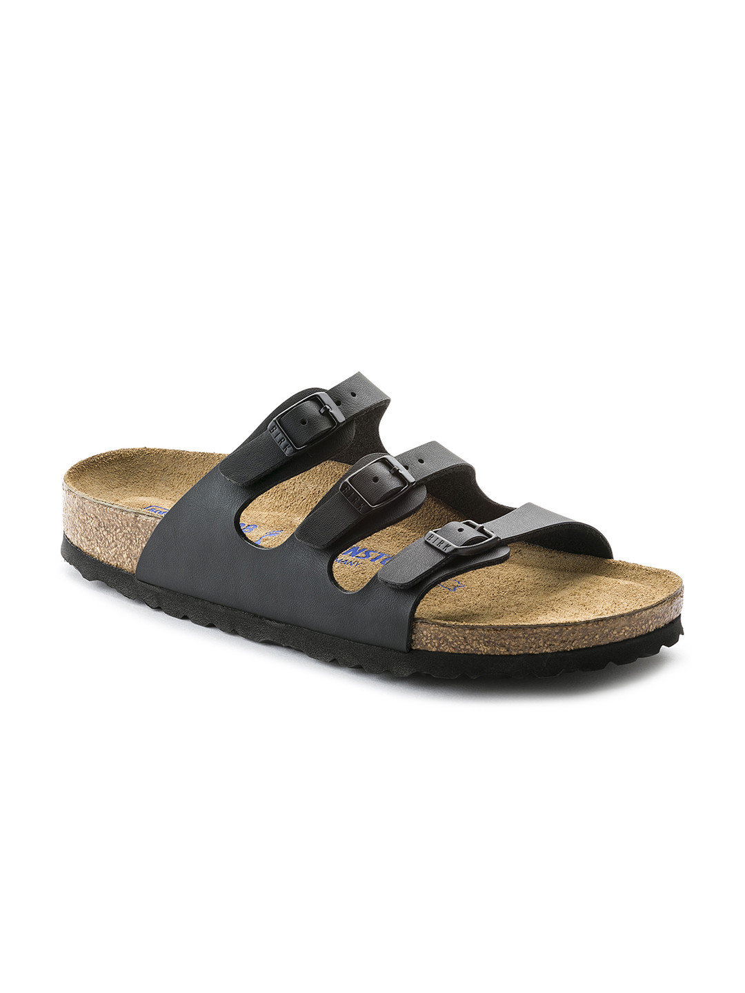 Birkenstock Florida Soft Footbed Black Narrow Width Birko-Flor Multi-Strap Sandals