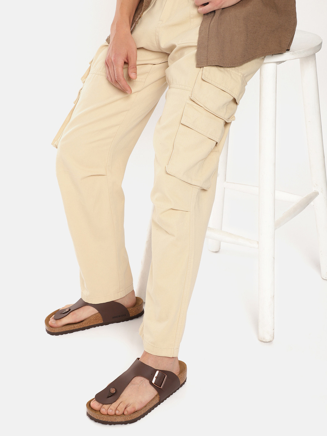 Birkenstock Men Brown Ramses Birko-Flor Regular Width Comfort Sandals