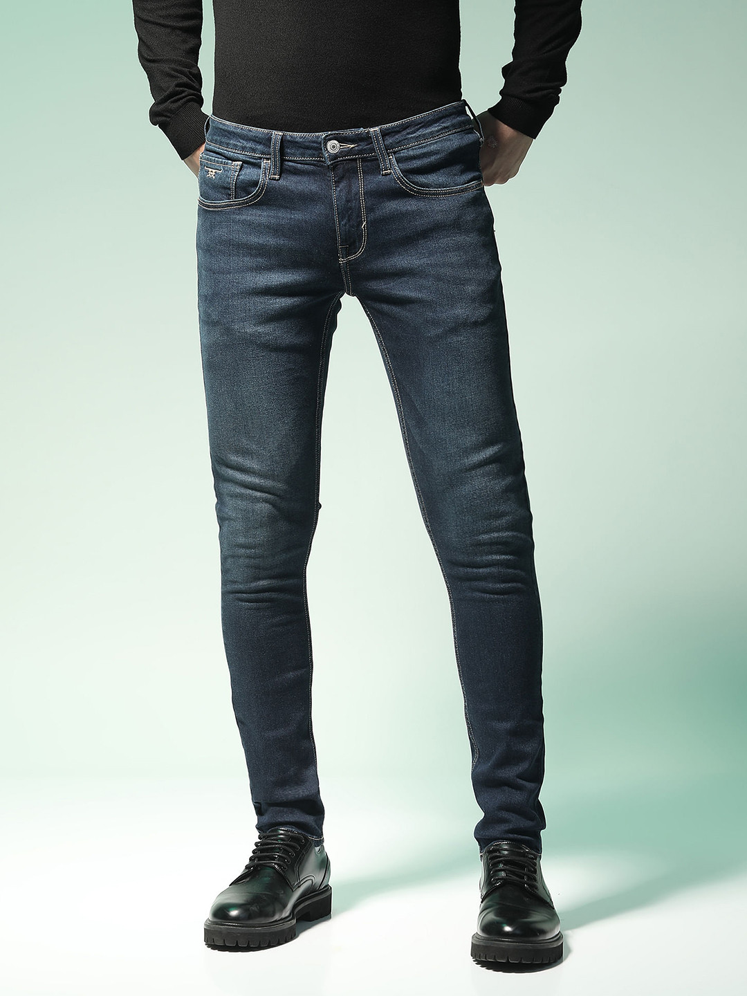 Flying Machine Men Blue Jackson Skinny Fit Low-Rise Clean Look Jeans