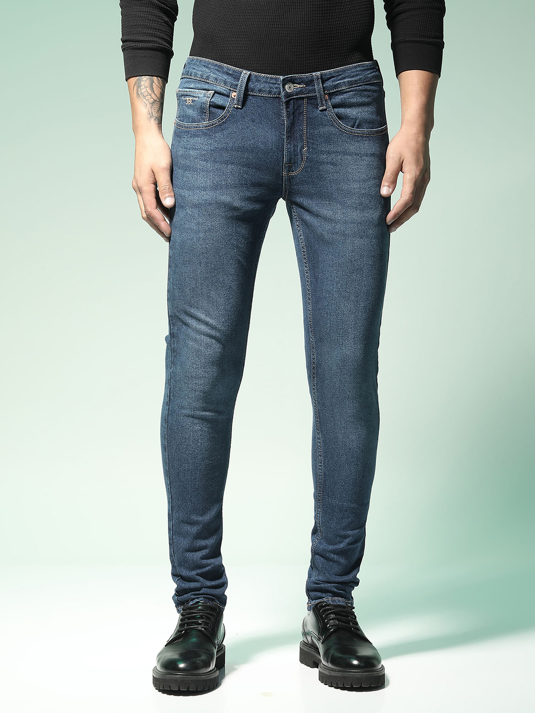 Flying Machine Men Blue MJ Mankle Skinny Fit Mid-Rise Clean Look Stretchable Jeans