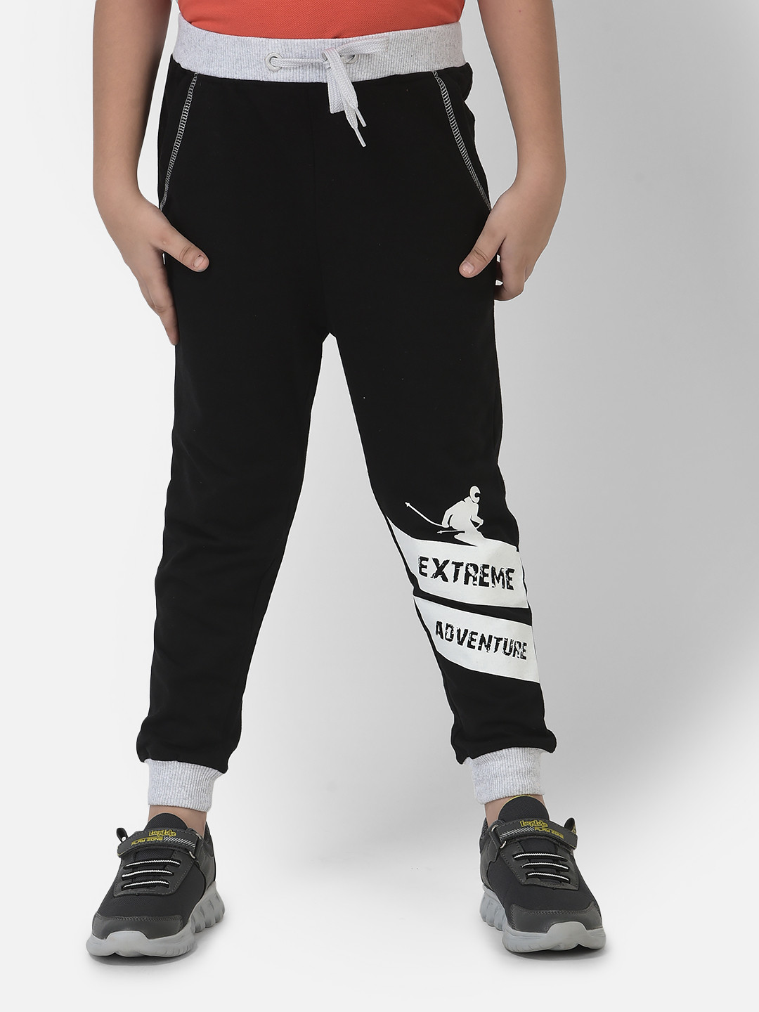 Cub McPaws Boys Black & Grey Graphic Print Joggers