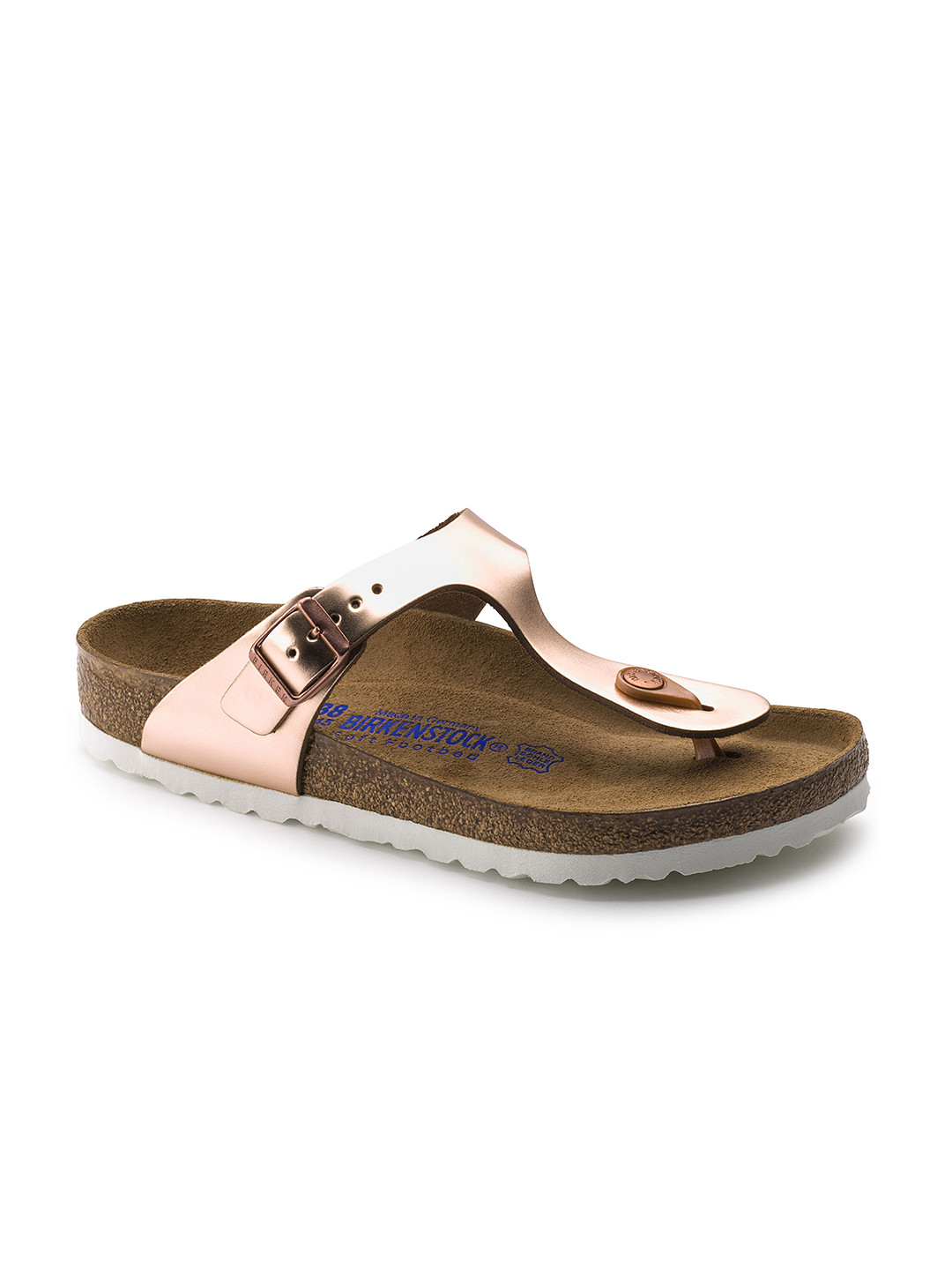 Birkenstock Gizeh Soft Footbed Metallic Copper Regular Width Natural Leather Thong Sandals
