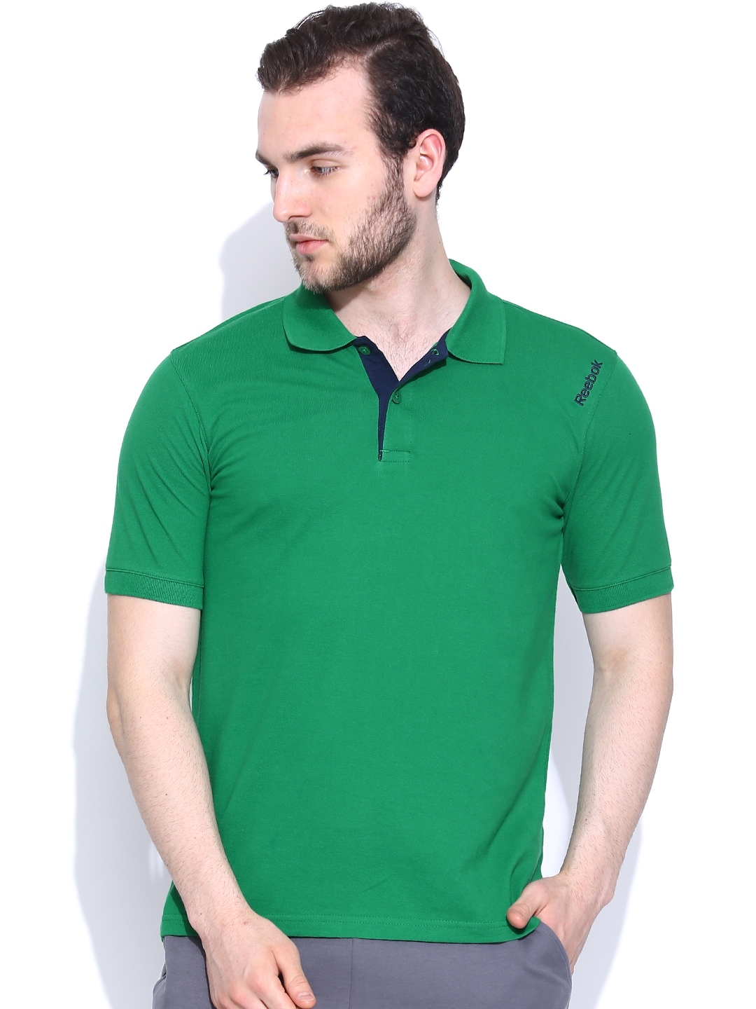 Buy Reebok Green Dist. Core Training Polo Pure Cotton T Shirt