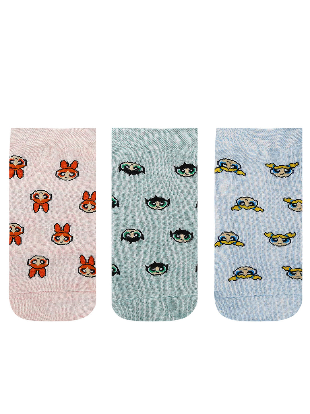 Cartoon Network Powerpuff Girls Women Pack of 3 Character Cotton Ankle-Length Socks